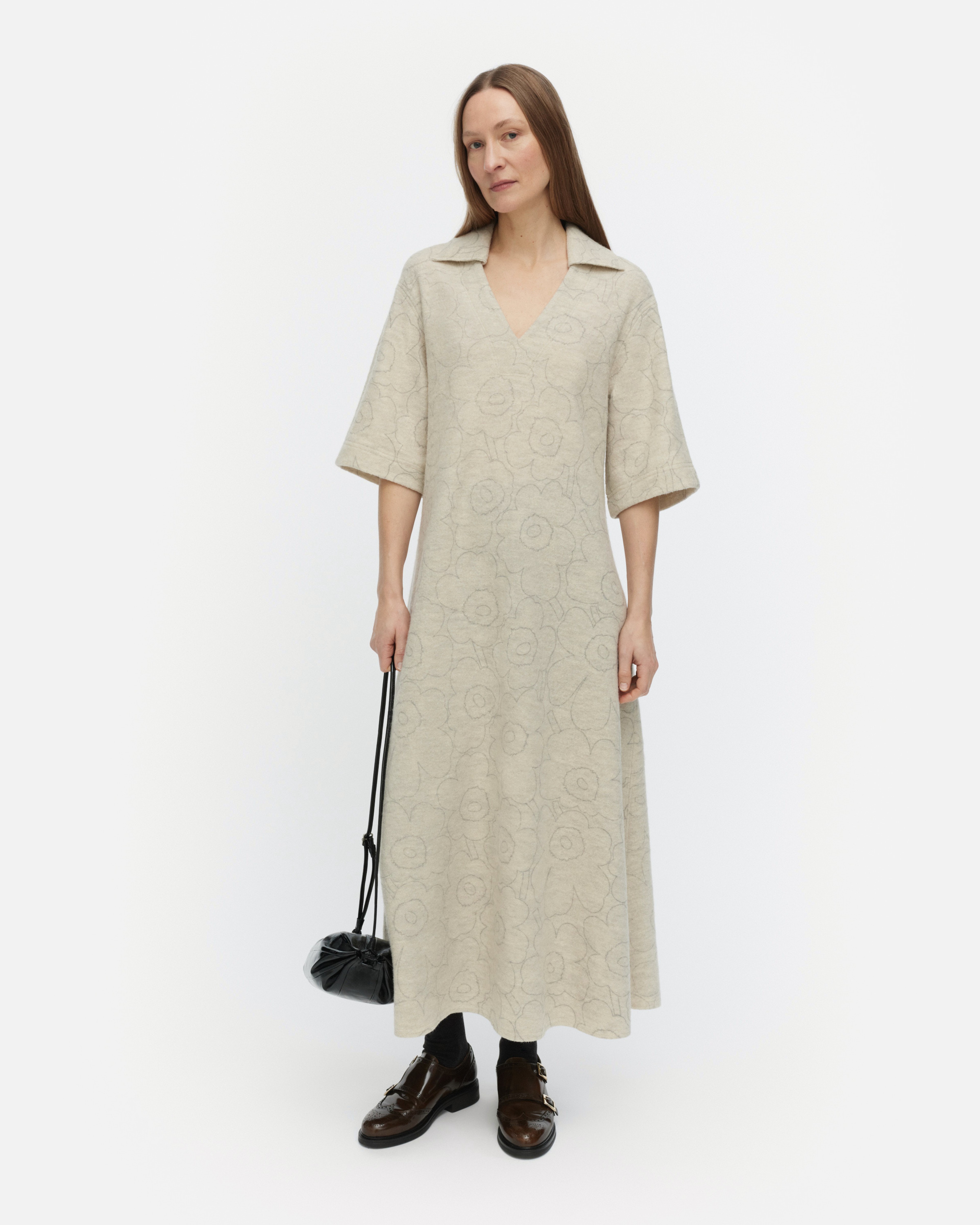 Nietos Piirto Unikko, Wool dress, off white, grey,