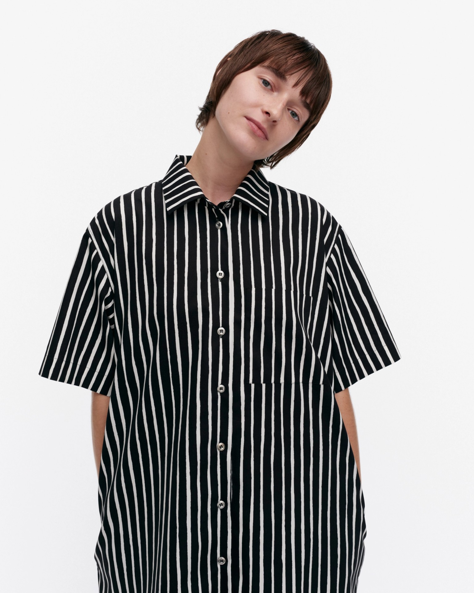 Jokamekko, Kioski cotton dress, black, off white,