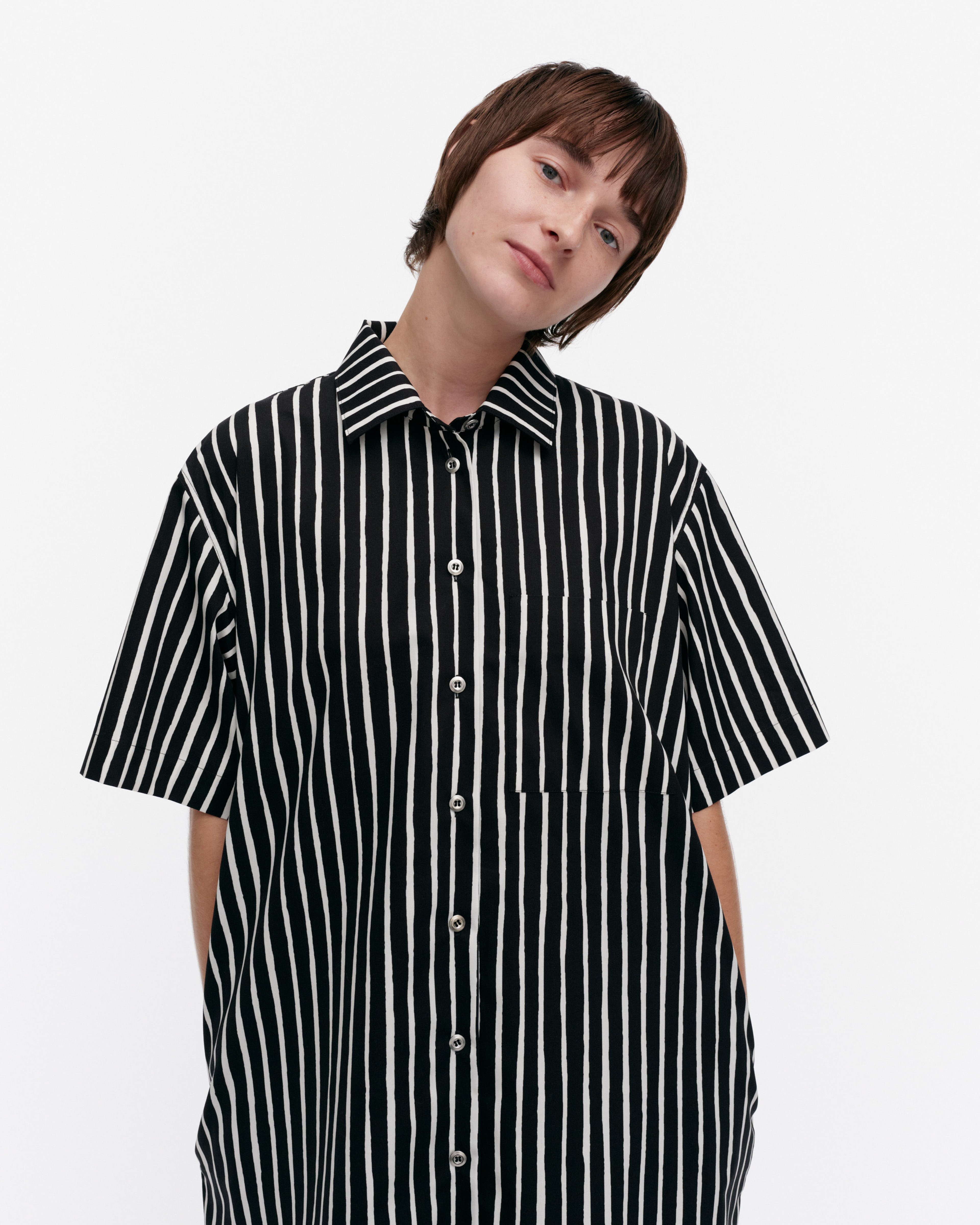 Jokamekko, Kioski cotton dress, black, off white,