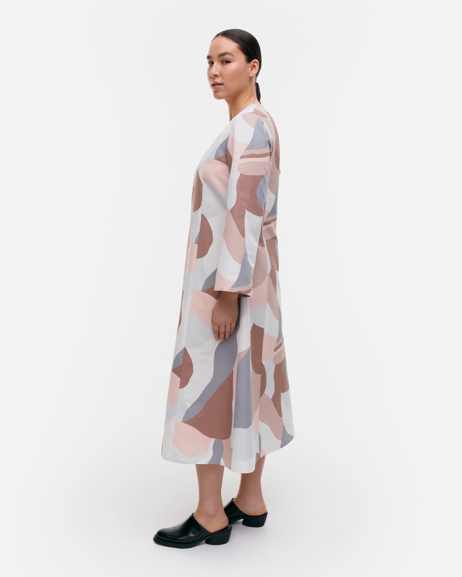 Loituma Kamelia, Cotton linen dress, light rose, brown, grey,