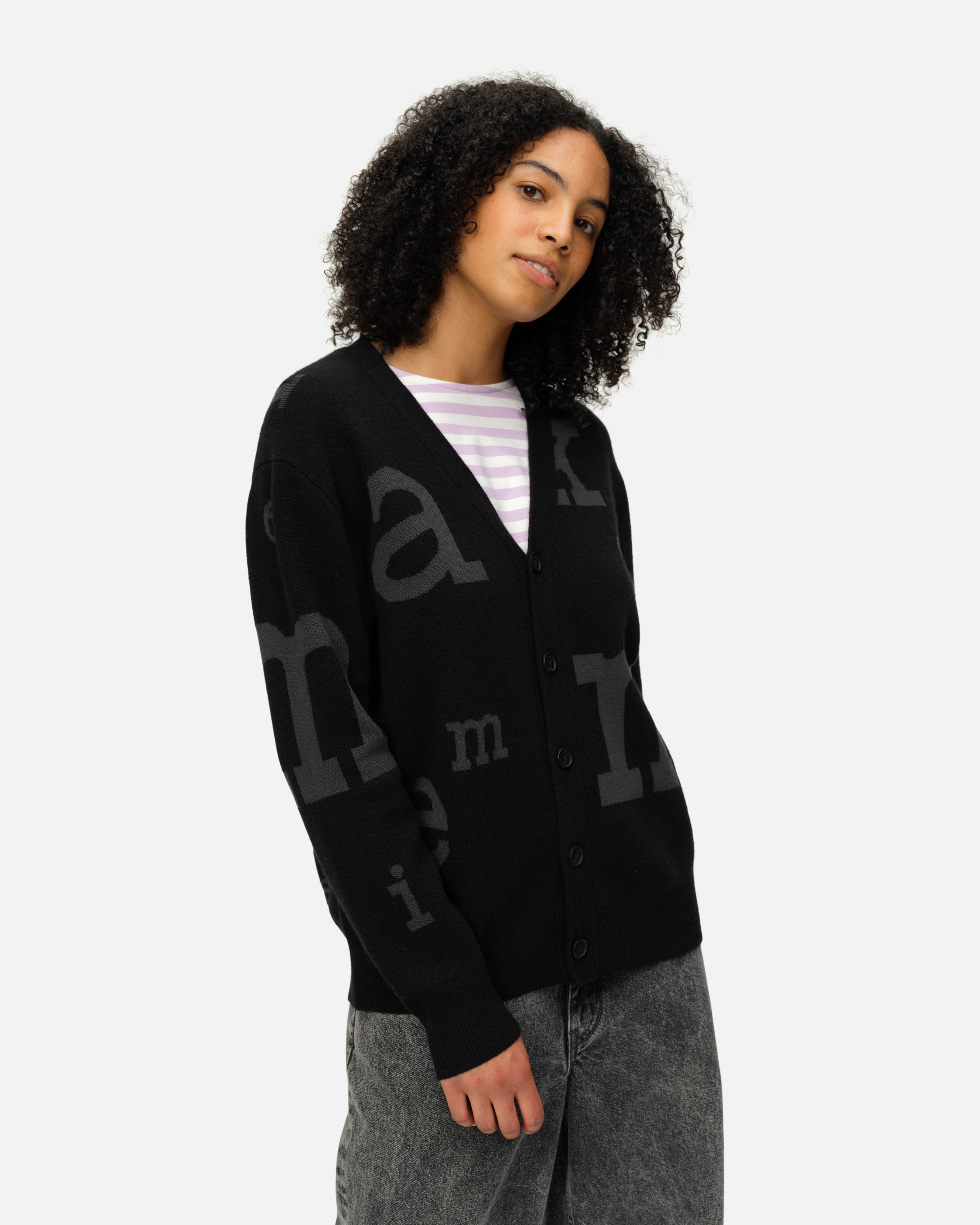 Blanketti Marimerkki, Knitted cardigan, black, dark grey,