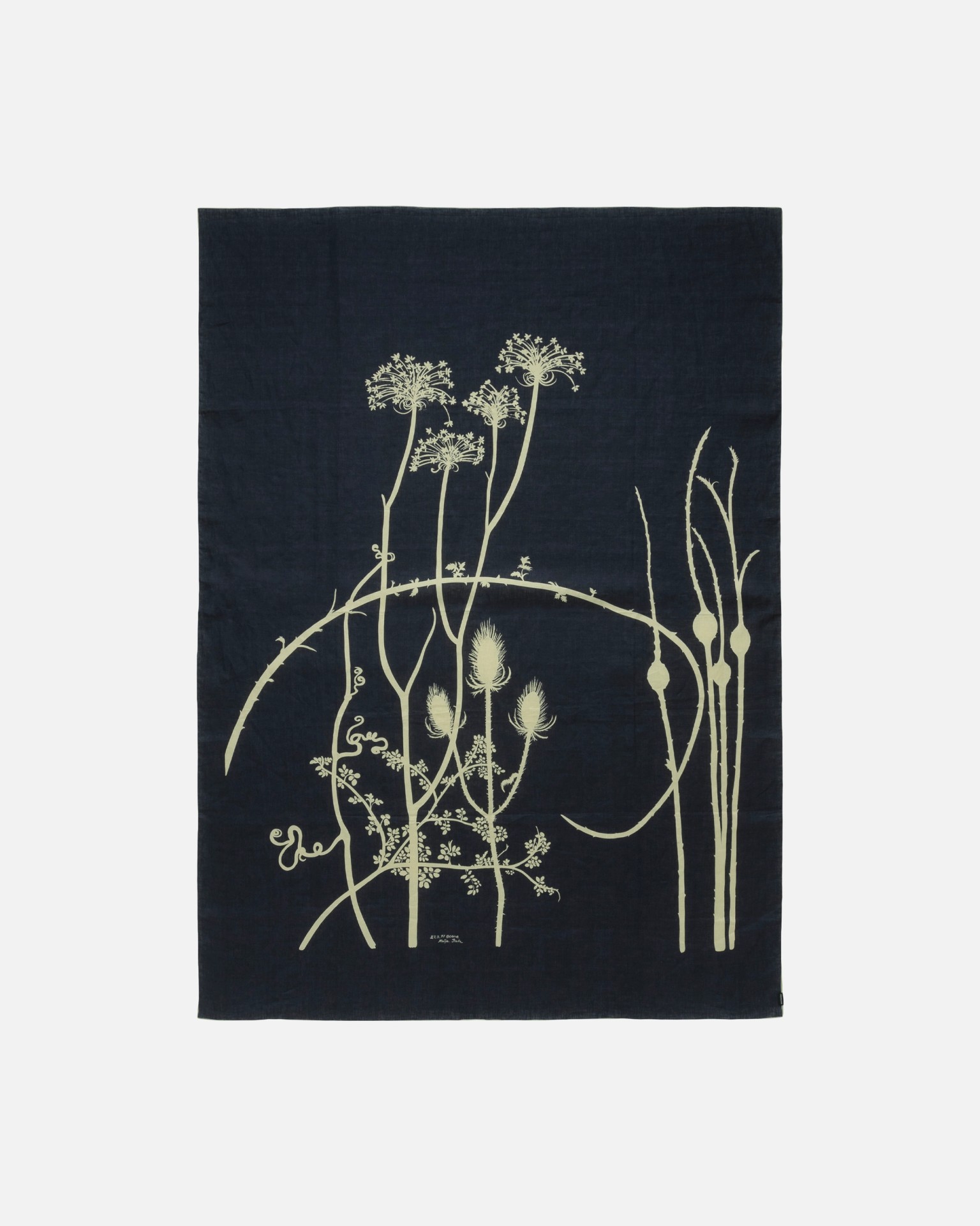 Vuoren Kasvit, Art fabric, midnight blue, hay,