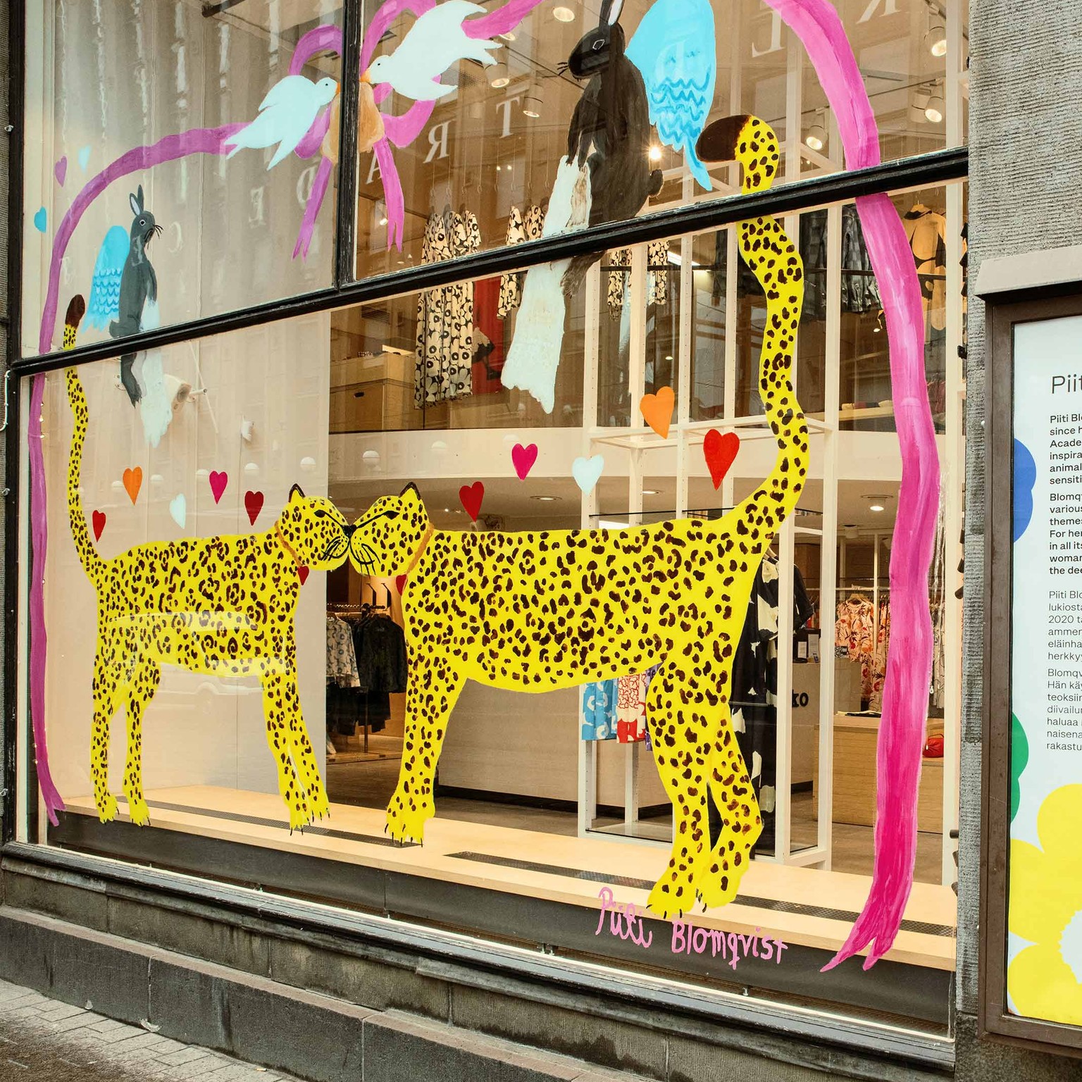 Piiti Blomqvist's art on store window.