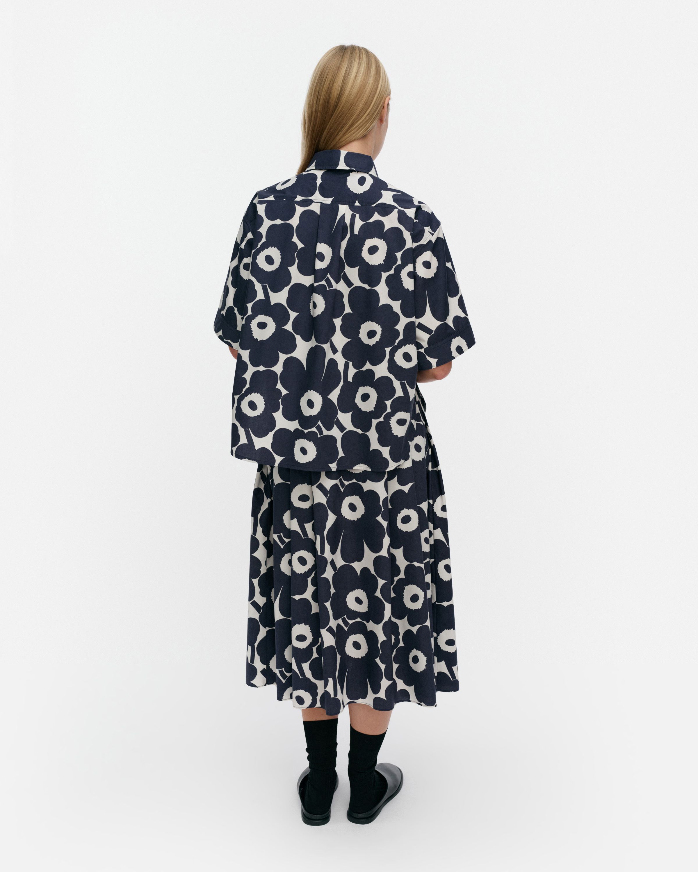 Nila Unikko cotton shirt black,dark gray | Marimekko