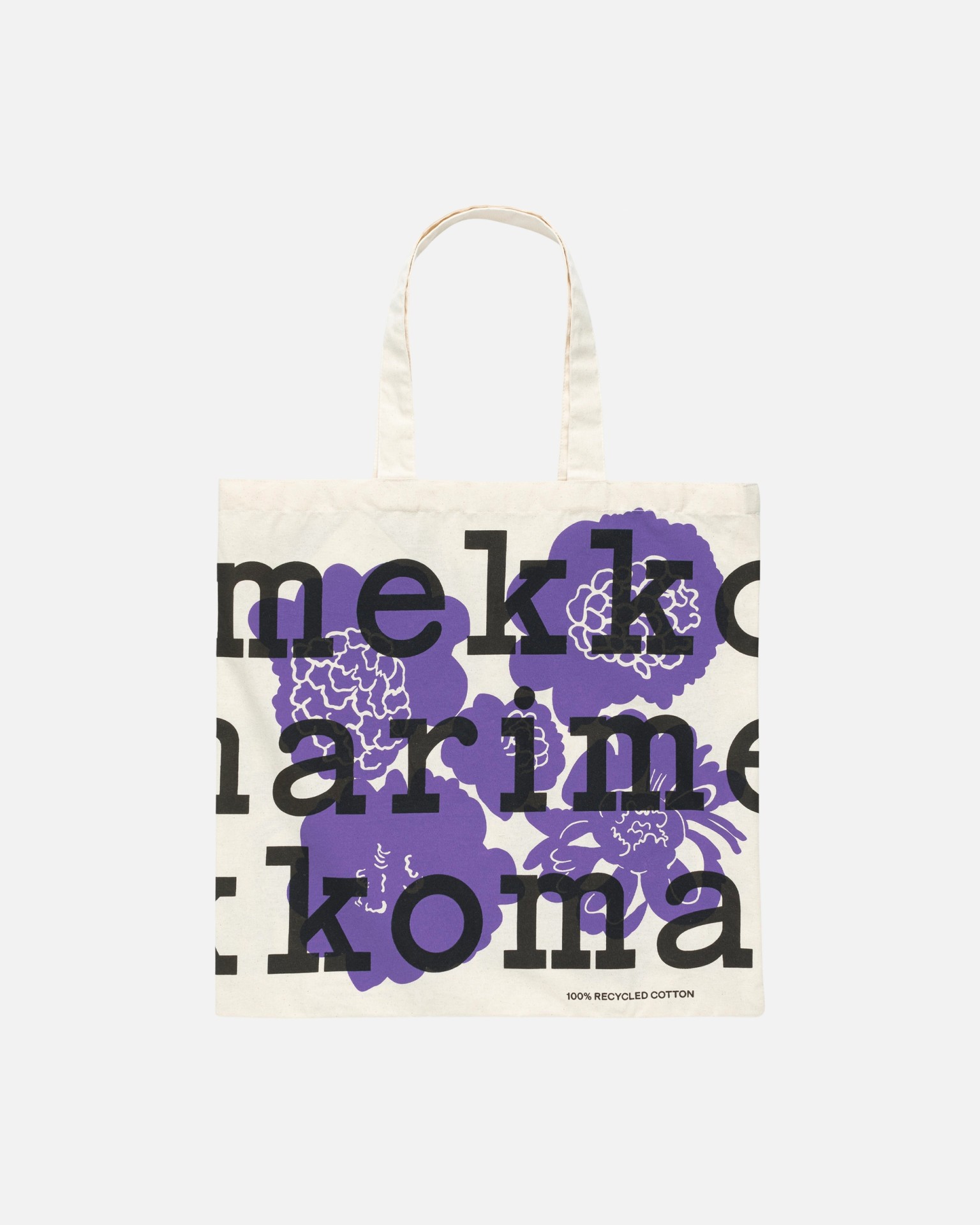 Pioni, Logo tote bag 45x47 cm, cotton, lilac, black,