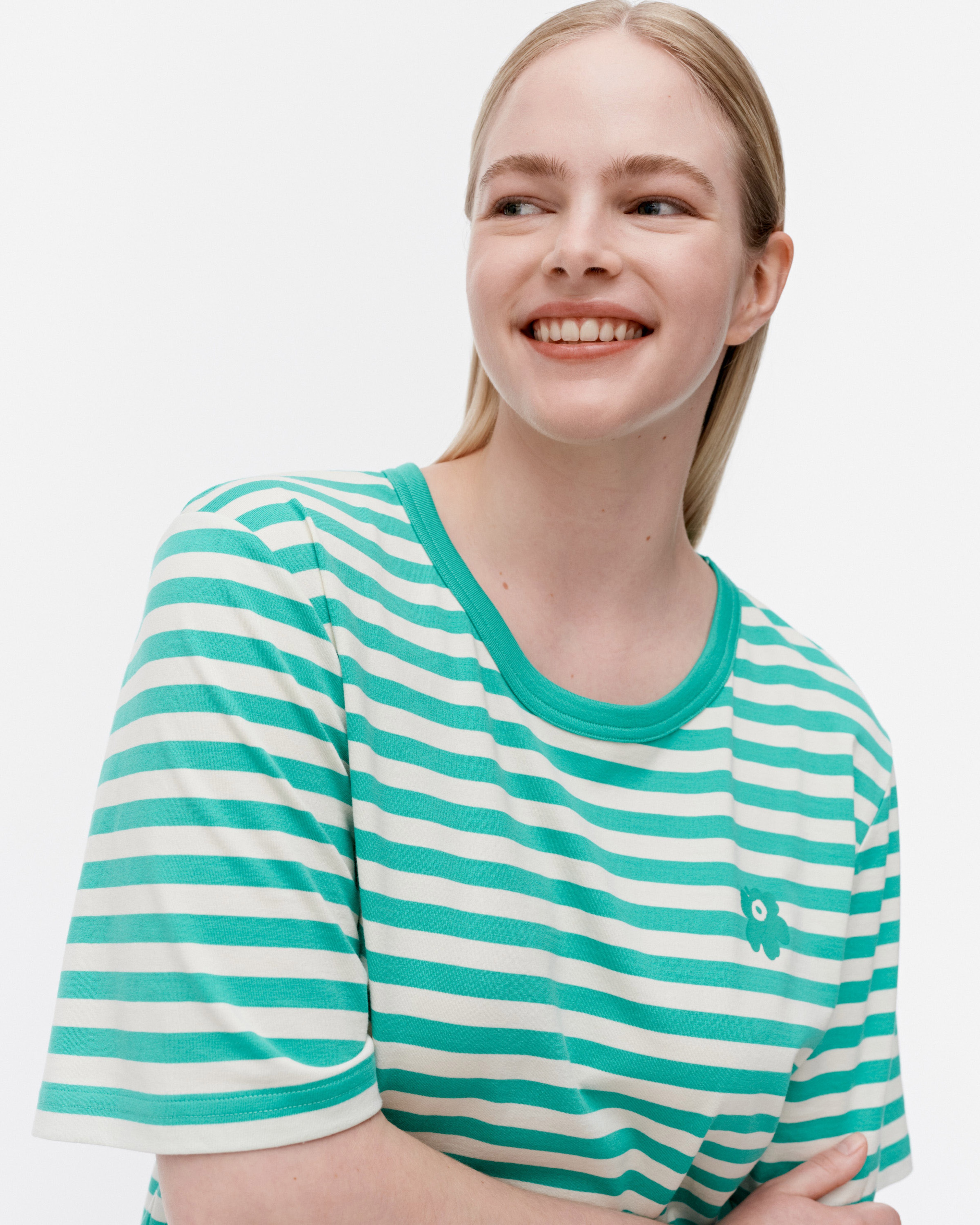 Tasaraita Unisex, T-shirt, mint green, off white,