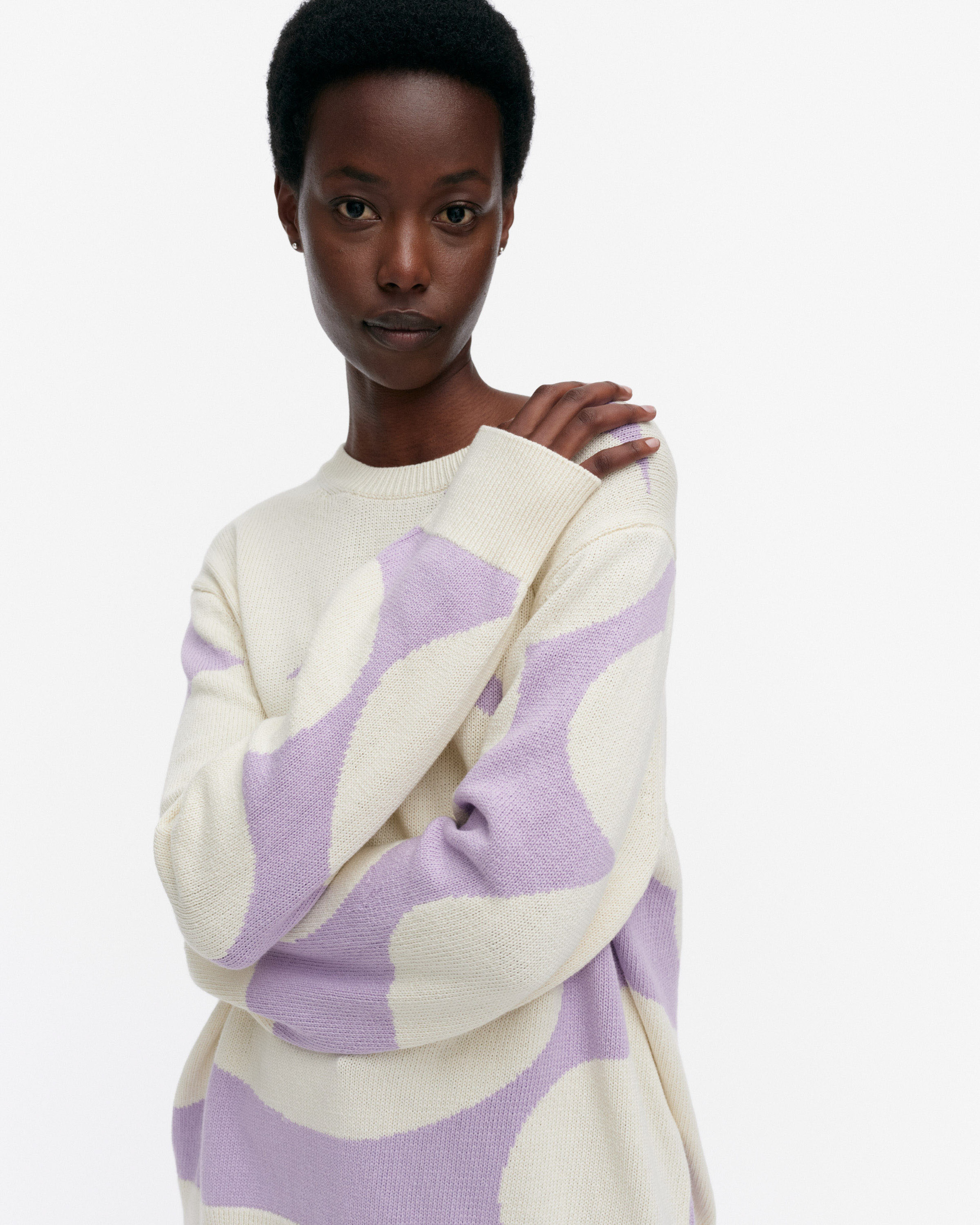 Sesonki Unikko, Knitted pullover, lilac, off white,