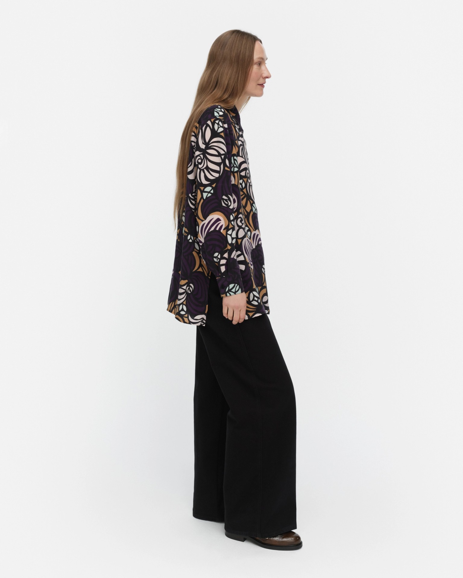 Runsas Torstai, Cupro shirt, violet, light brown, l. pink,
