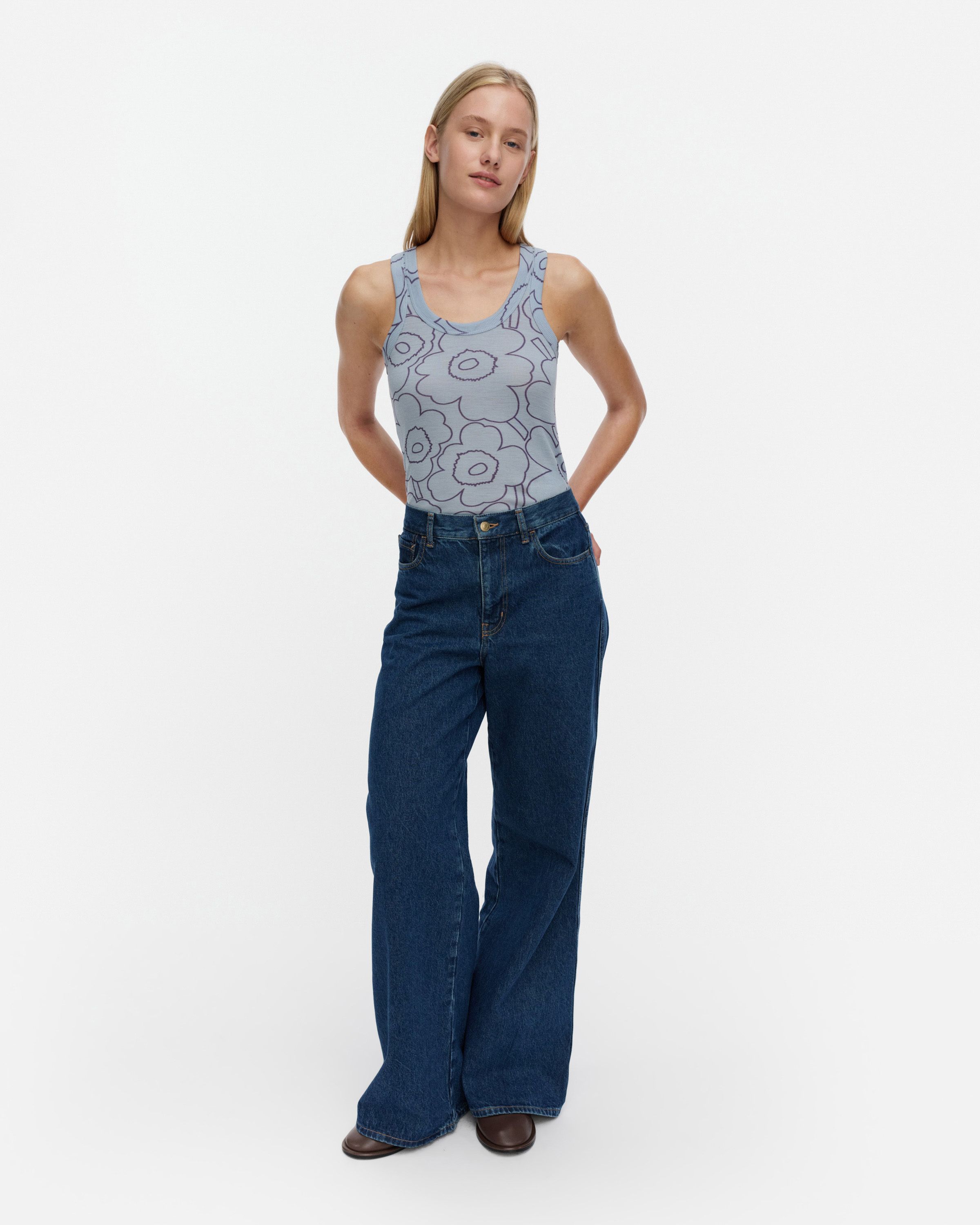 Höyste Piirto Unikko Rib top light blue, dark blue | Marimekko