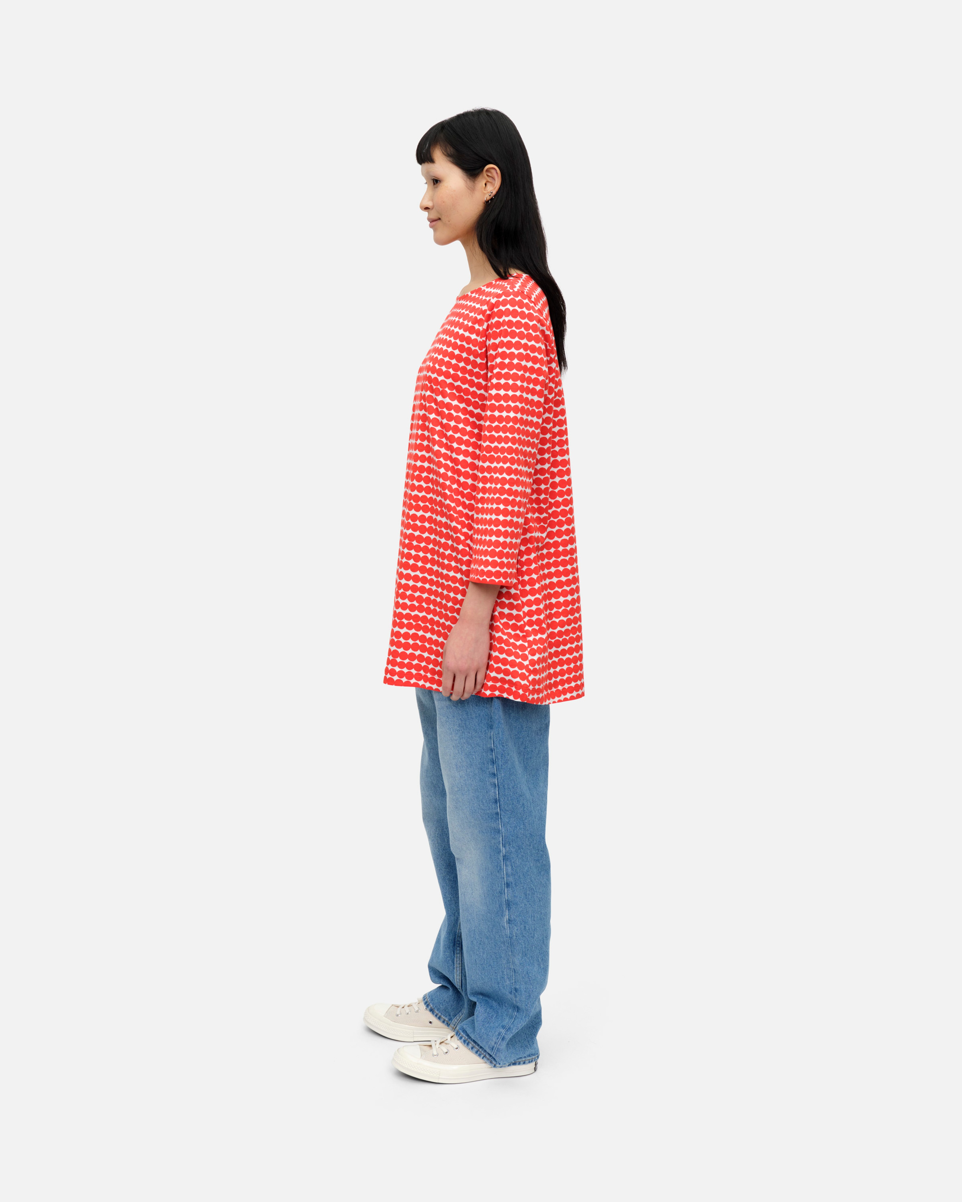 Harppi Räsymatto, Jersey tunic, red, off white,