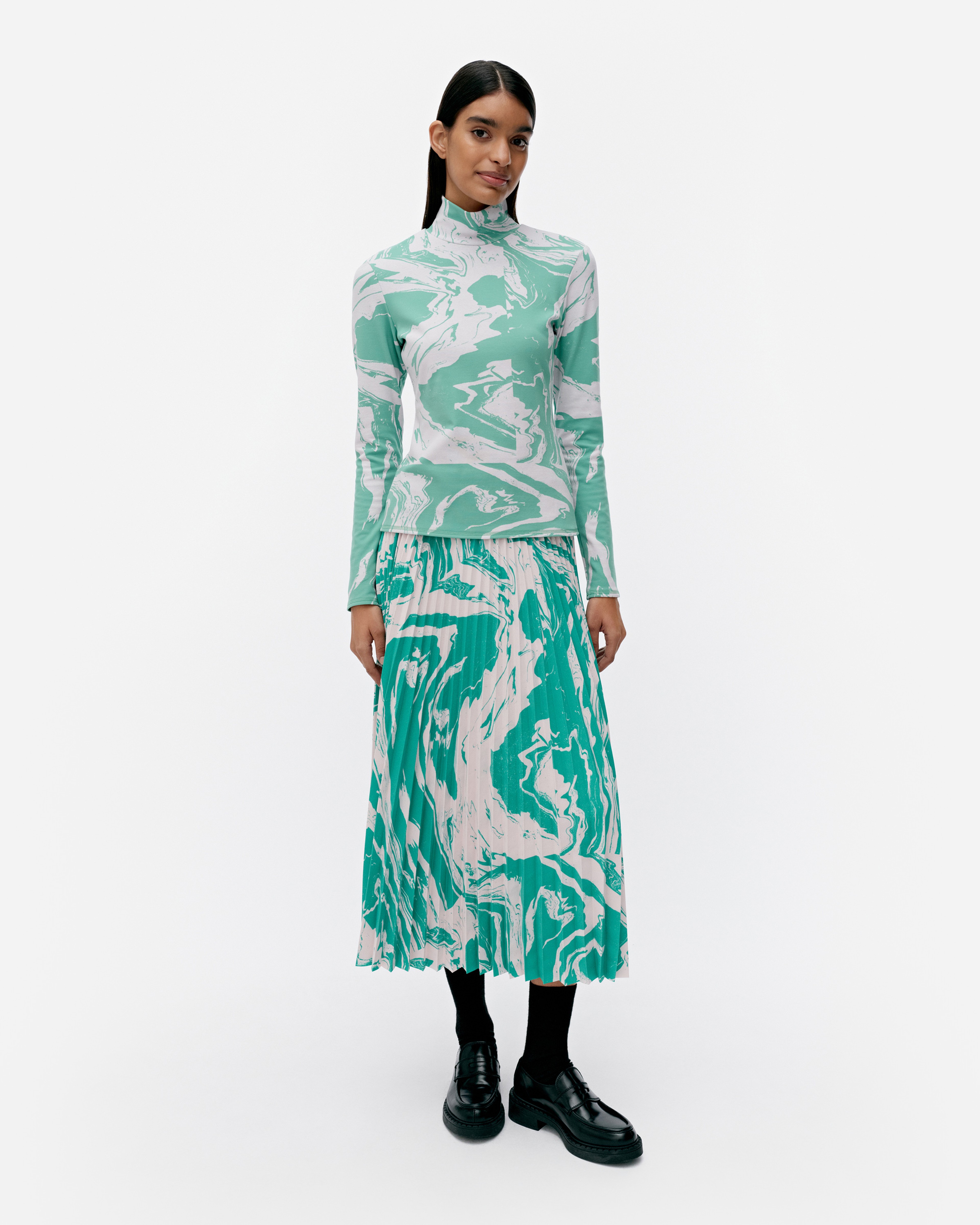Jäkälä Marras, Turtleneck shirt, rose, mint green,
