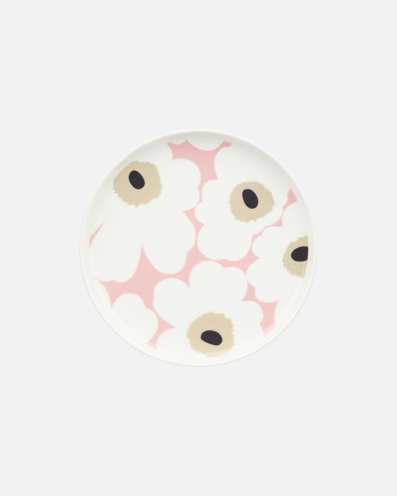 Oiva / Unikko, Salad plate, off white,pink,sand,charcoal,