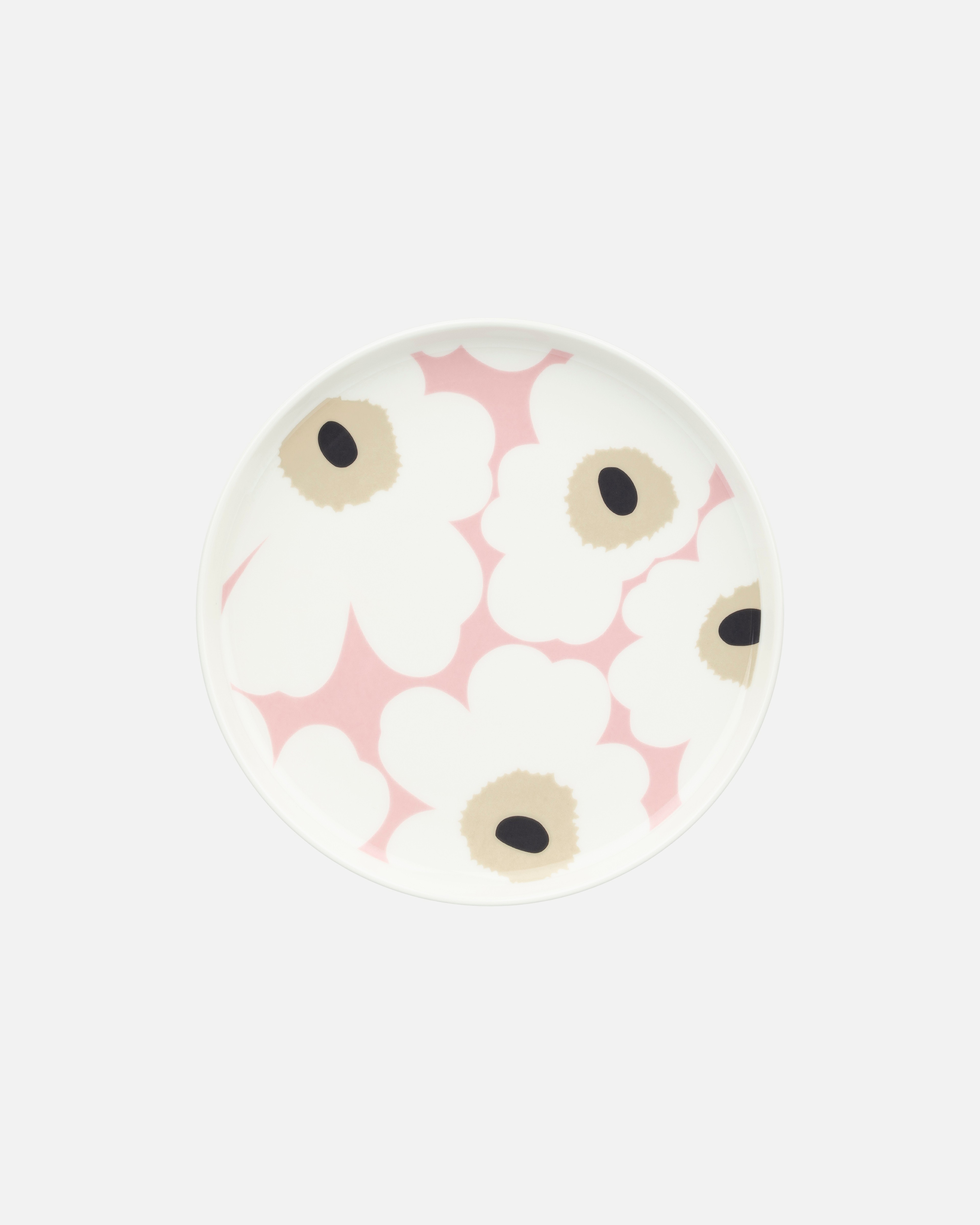 Oiva / Unikko, Assiette 20 cm, blanc cassé, rose, sable, anthracite,