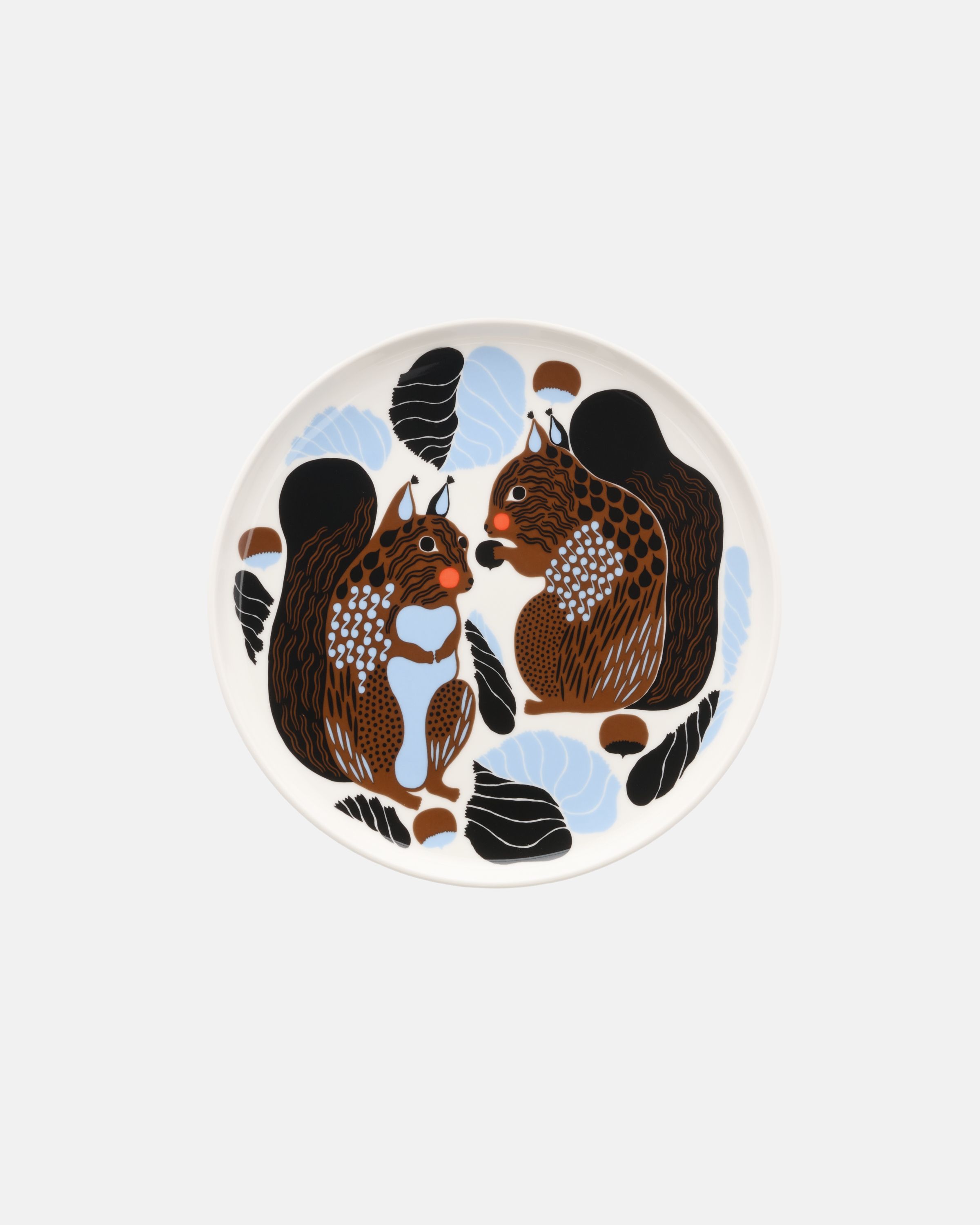 Oiva / Kurre Salad plate white, brown, black, lt.blue | Marimekko