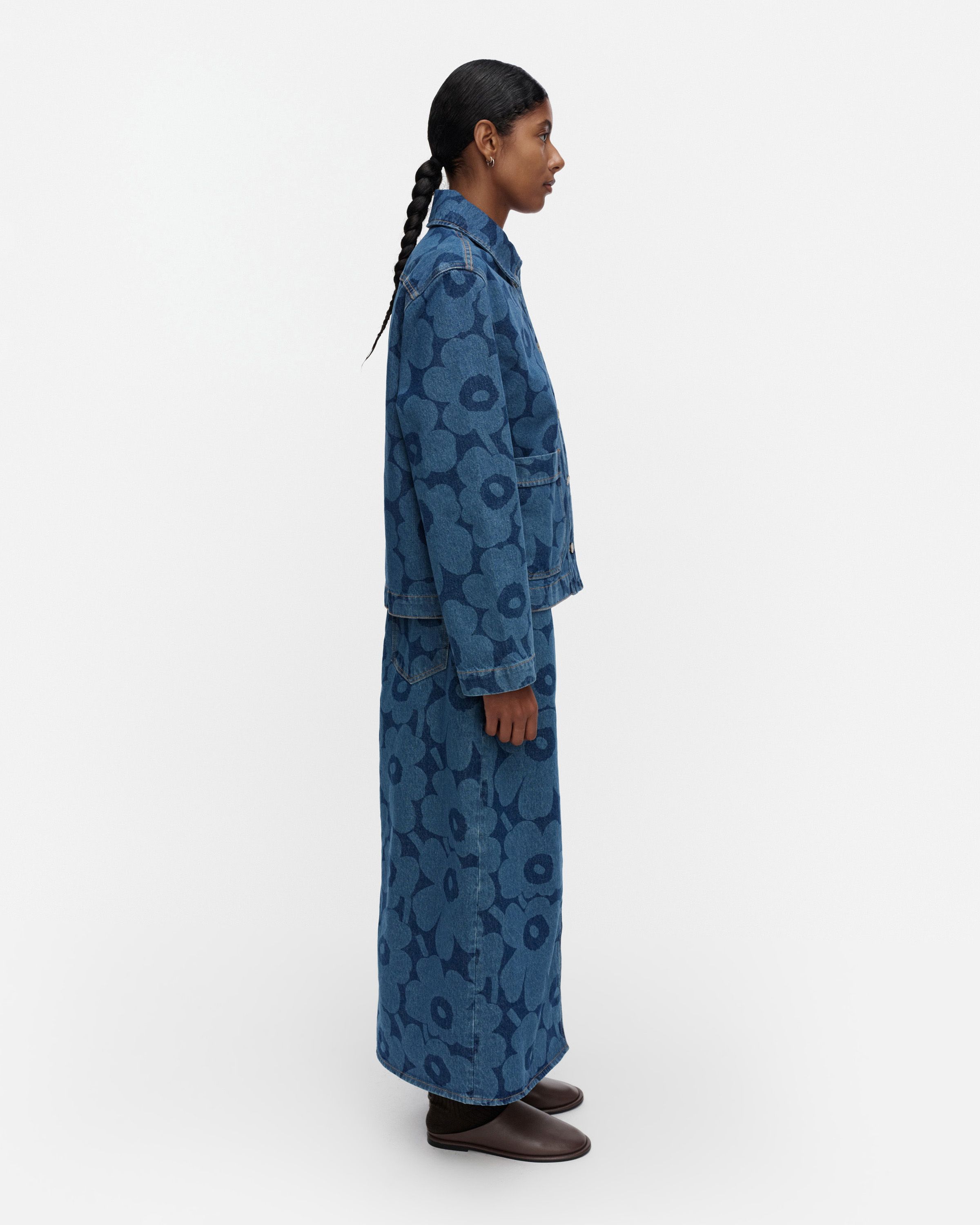 Maridenim Näkymä Unikko Denim jacket mid indigo | Marimekko