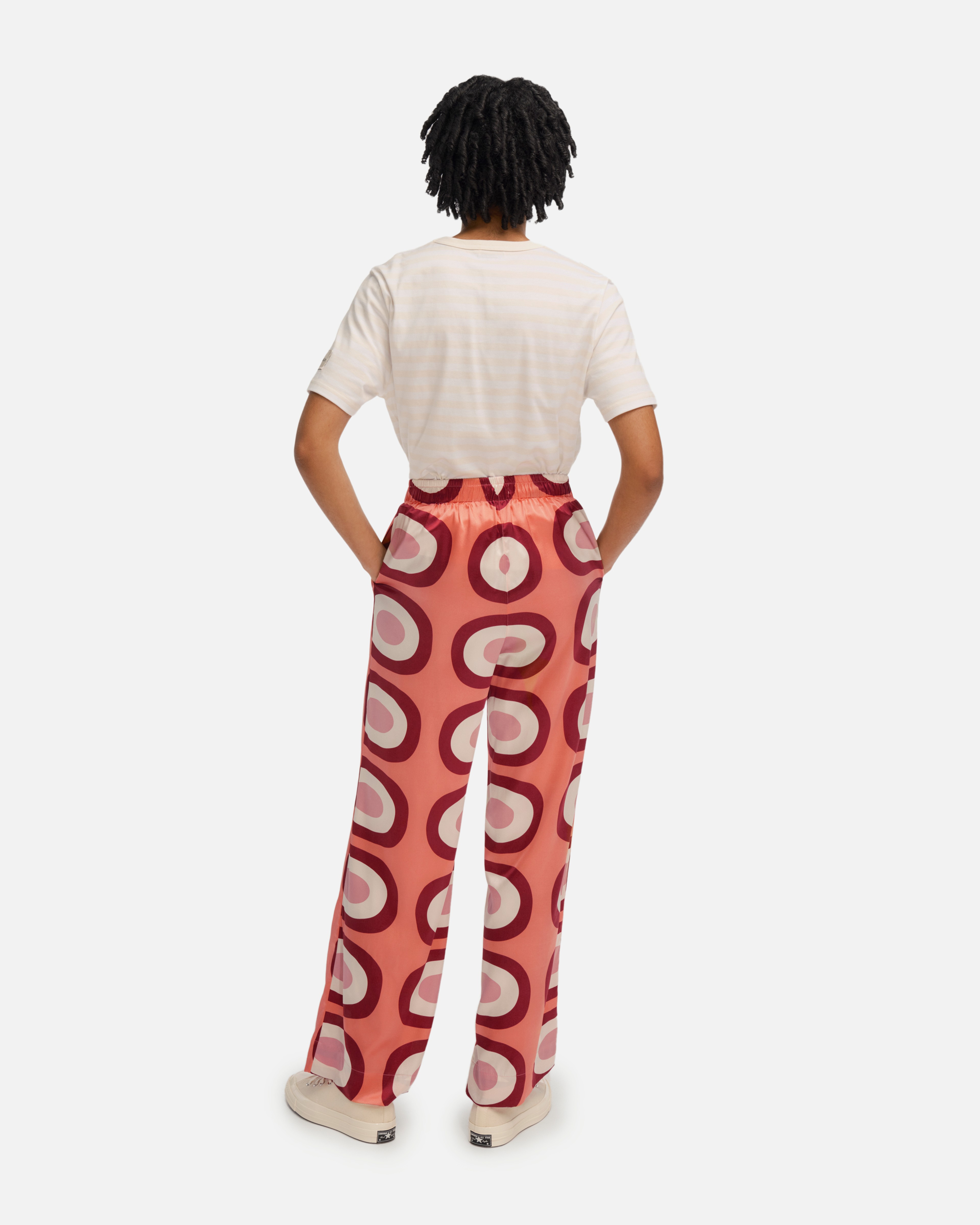 Solryn Pieni Melooni, Silk trousers, pink, brown, white, lilac,