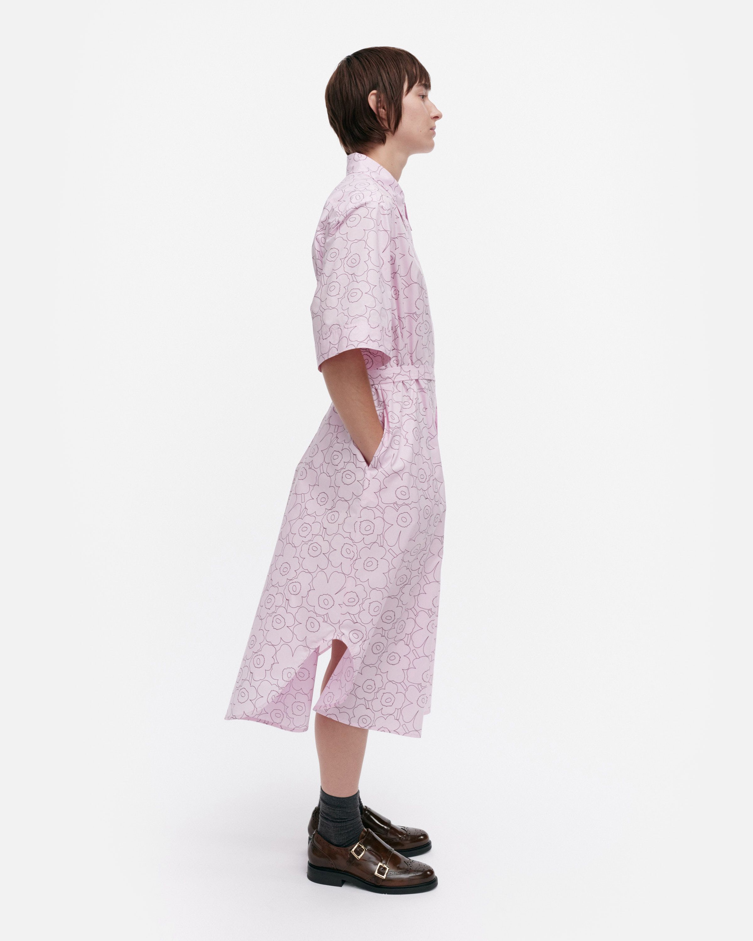 marimekko◆Popliini Piirto Unikko コットン ワンピース/ Pink Popliini Piirto Unikko Dress | Marimekko