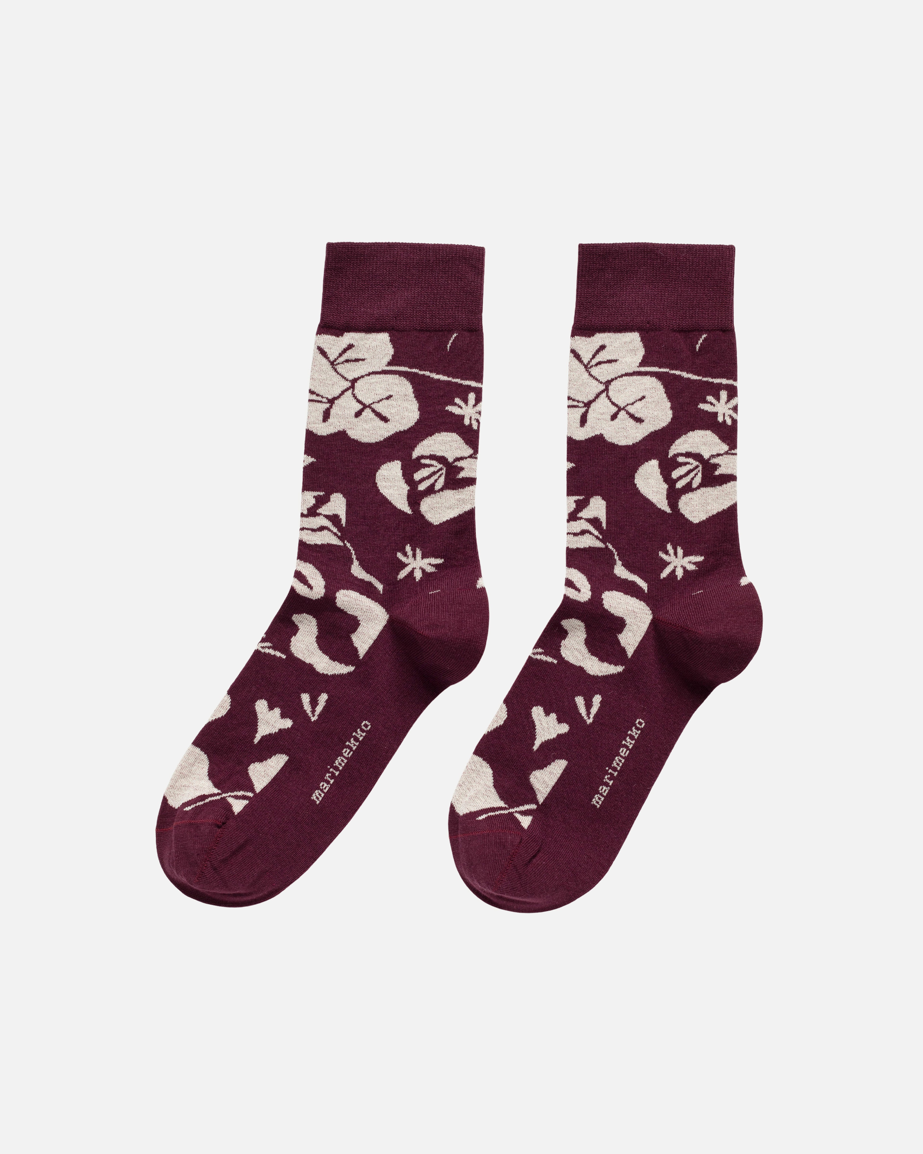 Kasvaa Nokturno, Socks, wine red, off white,