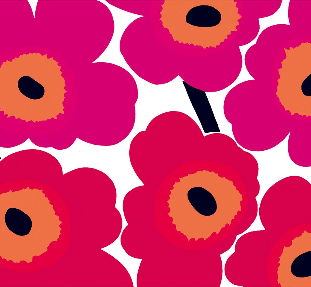 Unikko pattern in classic red-orange-black-white color