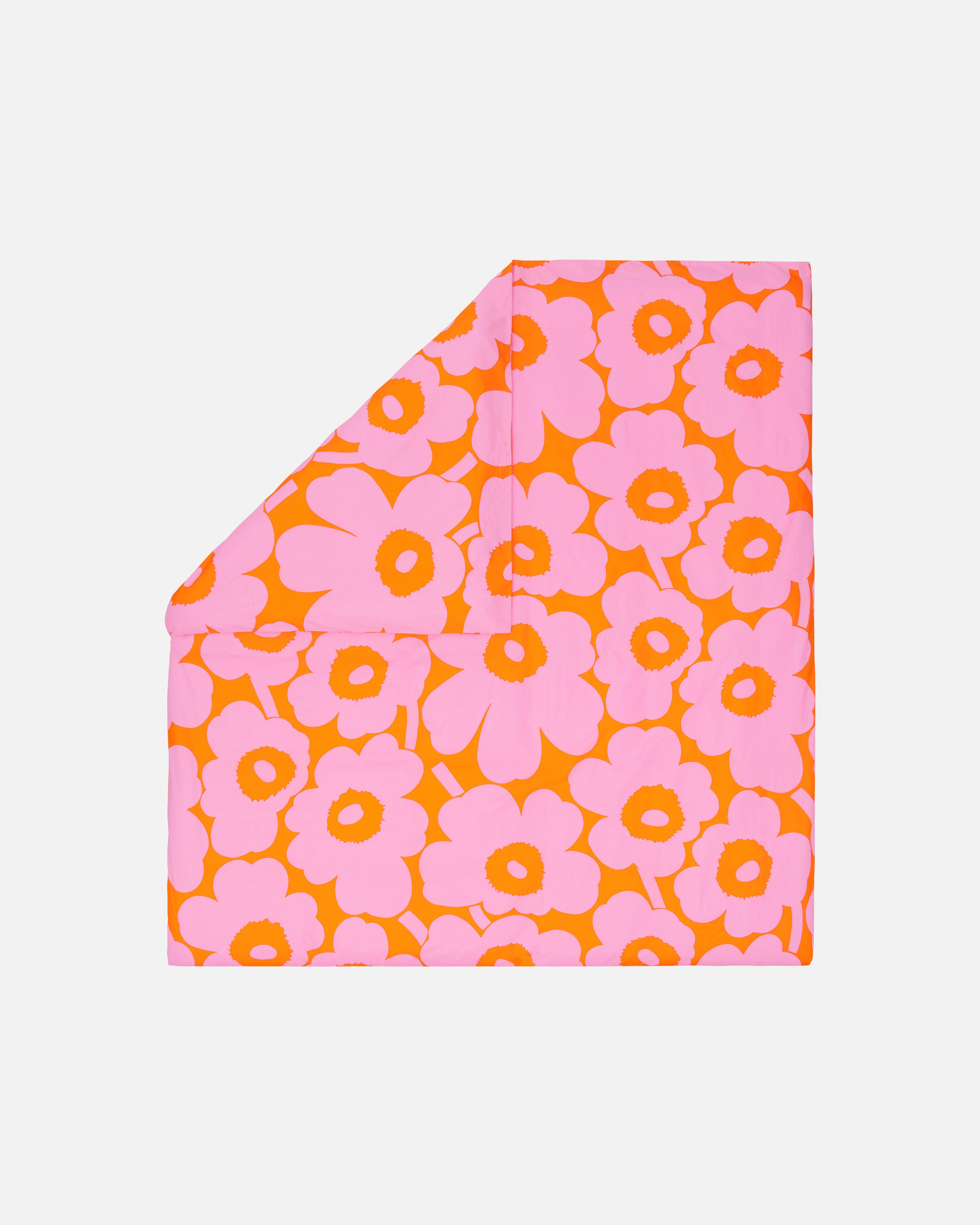 Unikko, Duvet cover 240x220 cm, orange, pink,