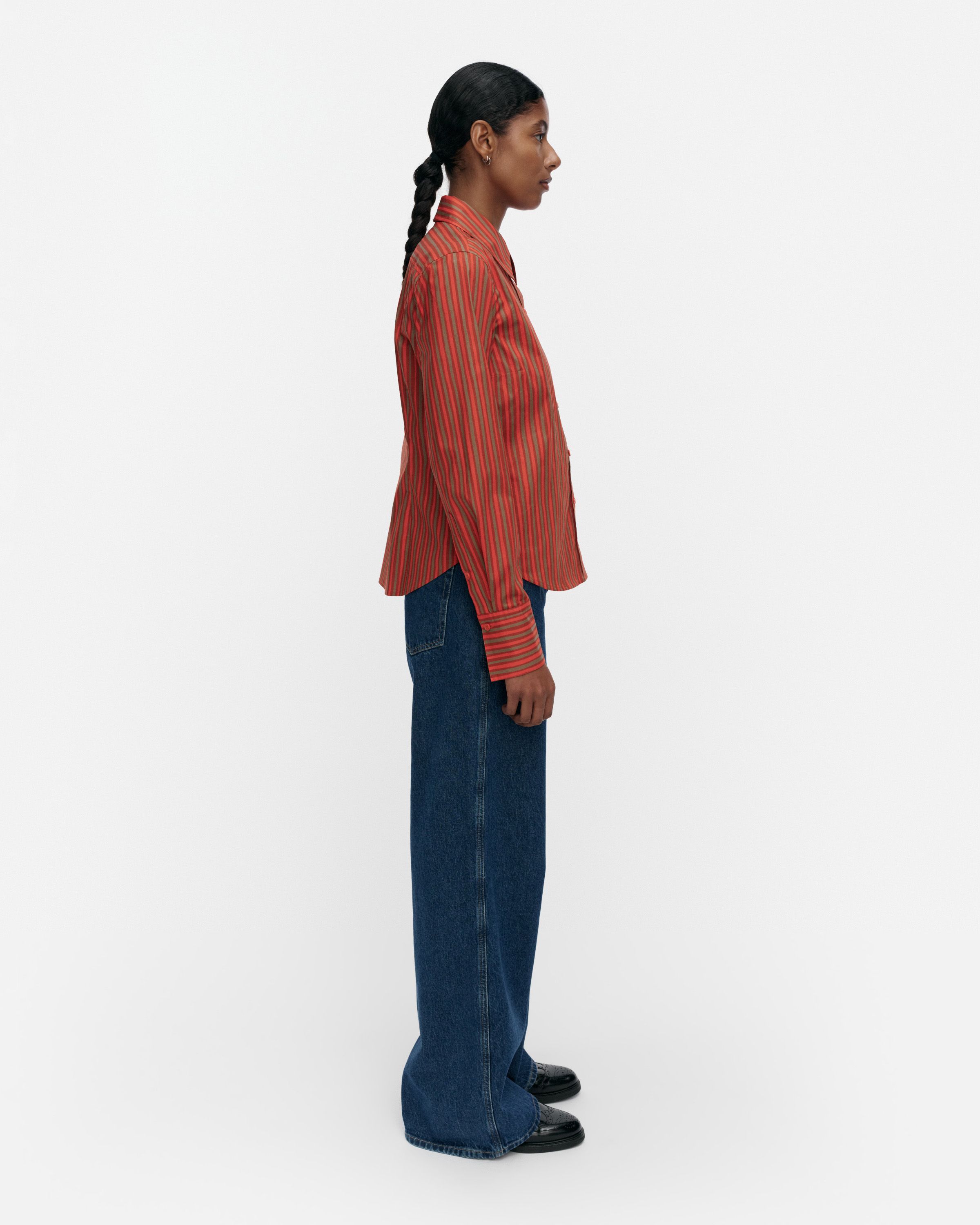 Innota Piccolo Cotton shirt dark orange, beige | Marimekko