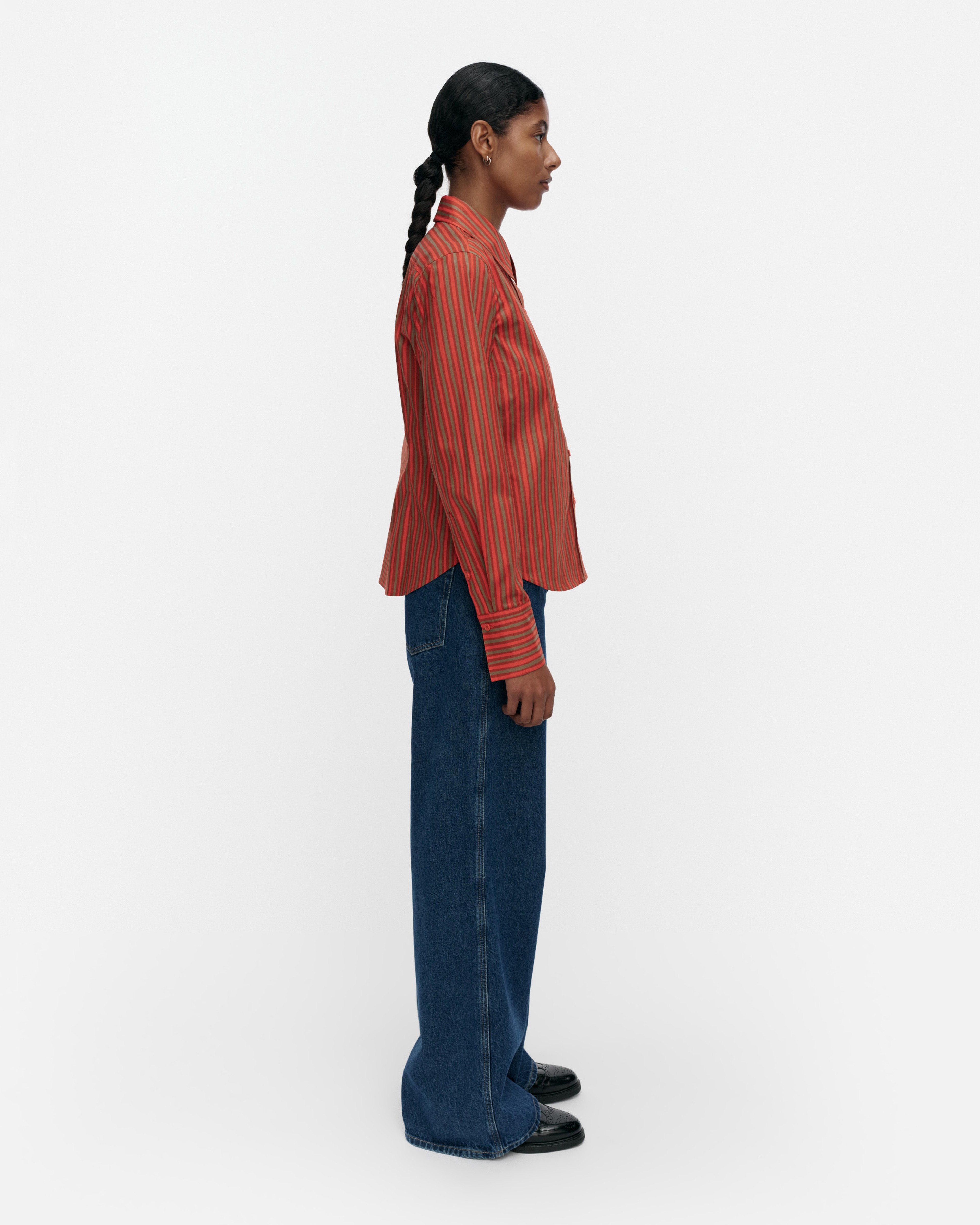 Innota Piccolo, Cotton shirt, dark orange, beige,