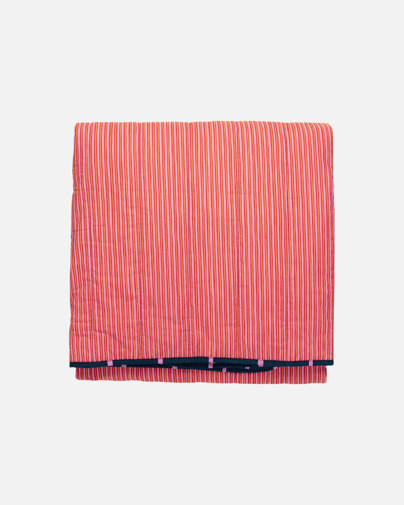 Puhveli Rastas / Laila Gohar for Marimekko, Quilt 59 x 83 in, pink, yellow, red; dark blue,