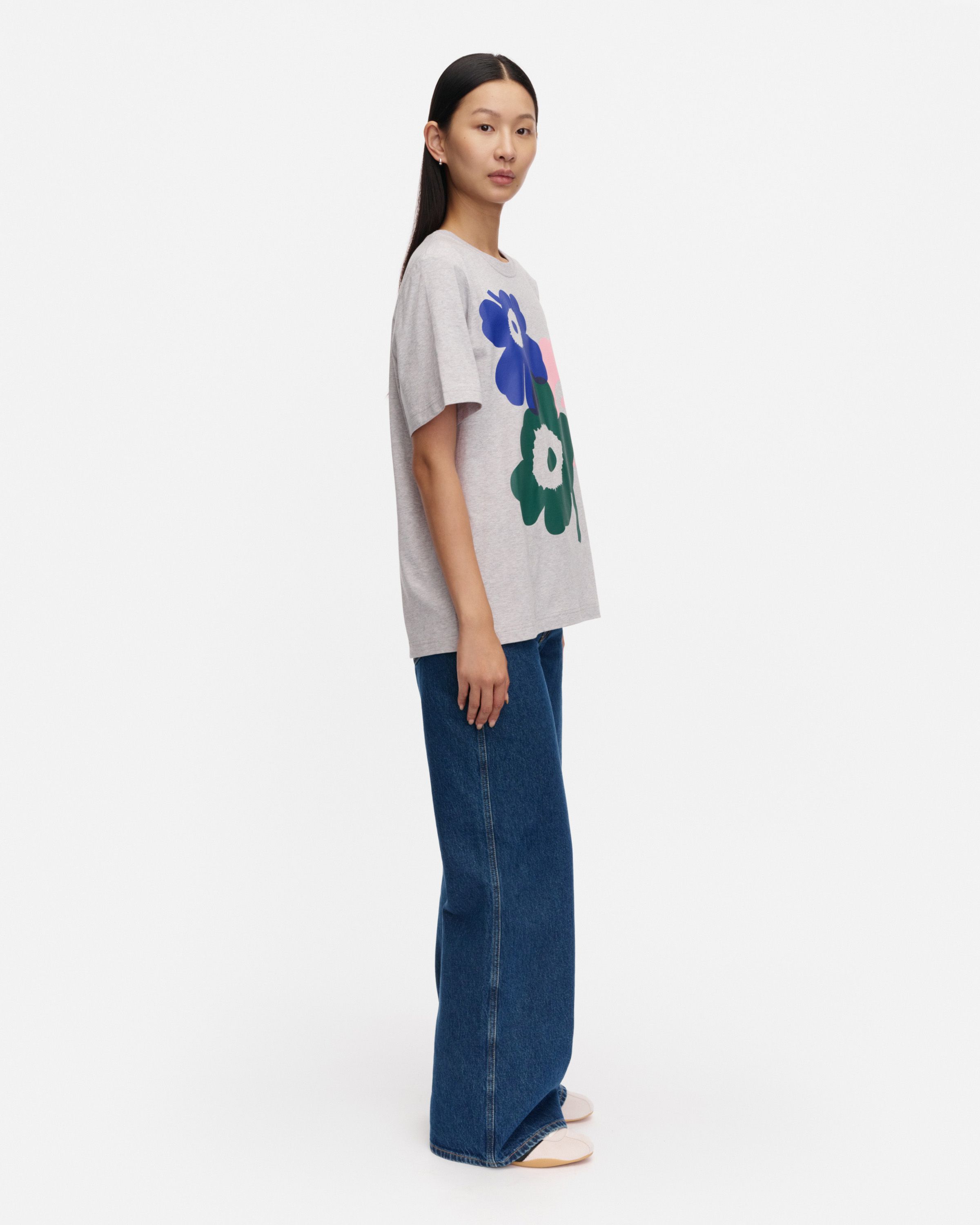 Maridenim Vaihe Unikko jean shirt mid indigo | Marimekko