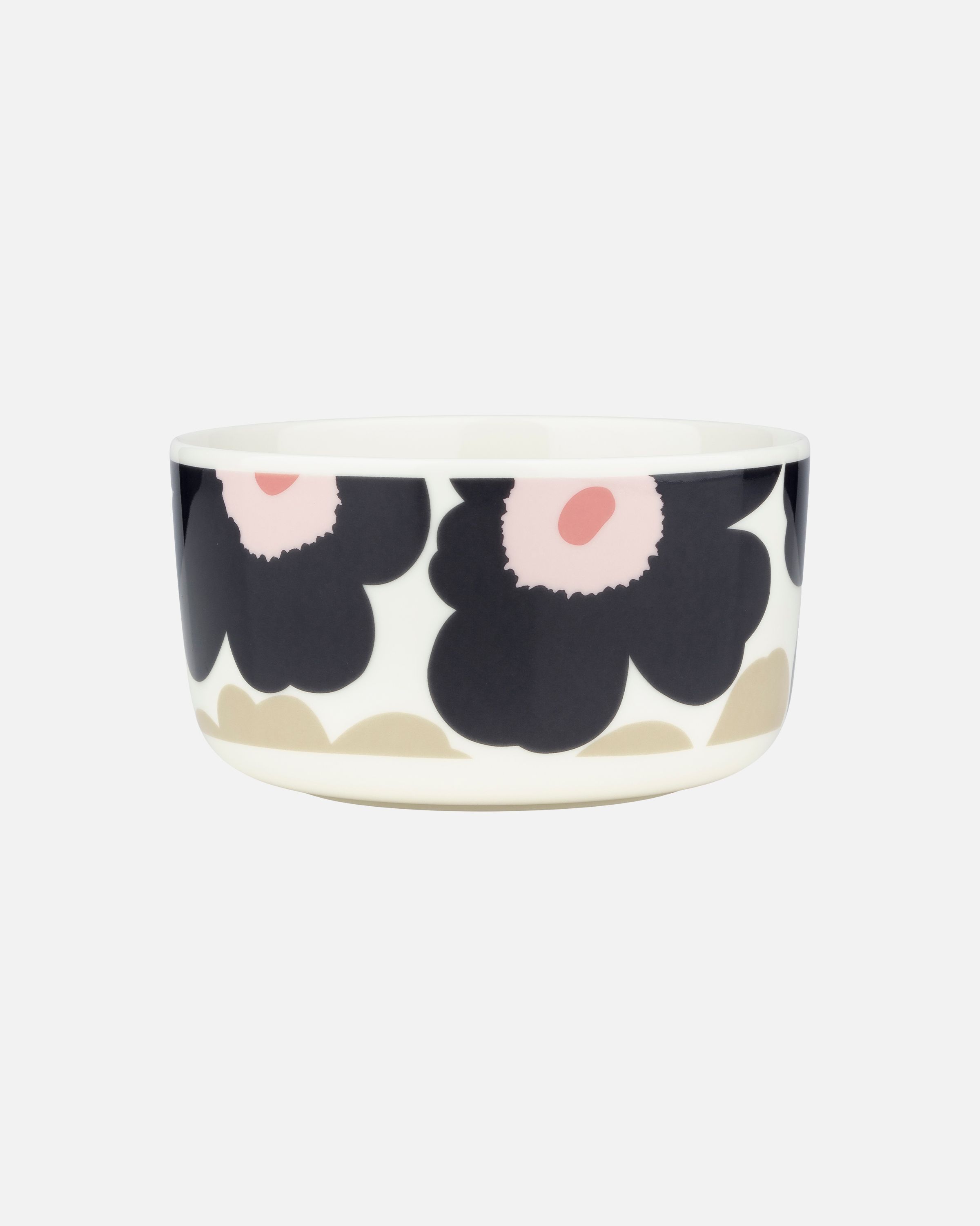 Oiva / Unikko Bowl off white,charcoal,sand,pink | Marimekko