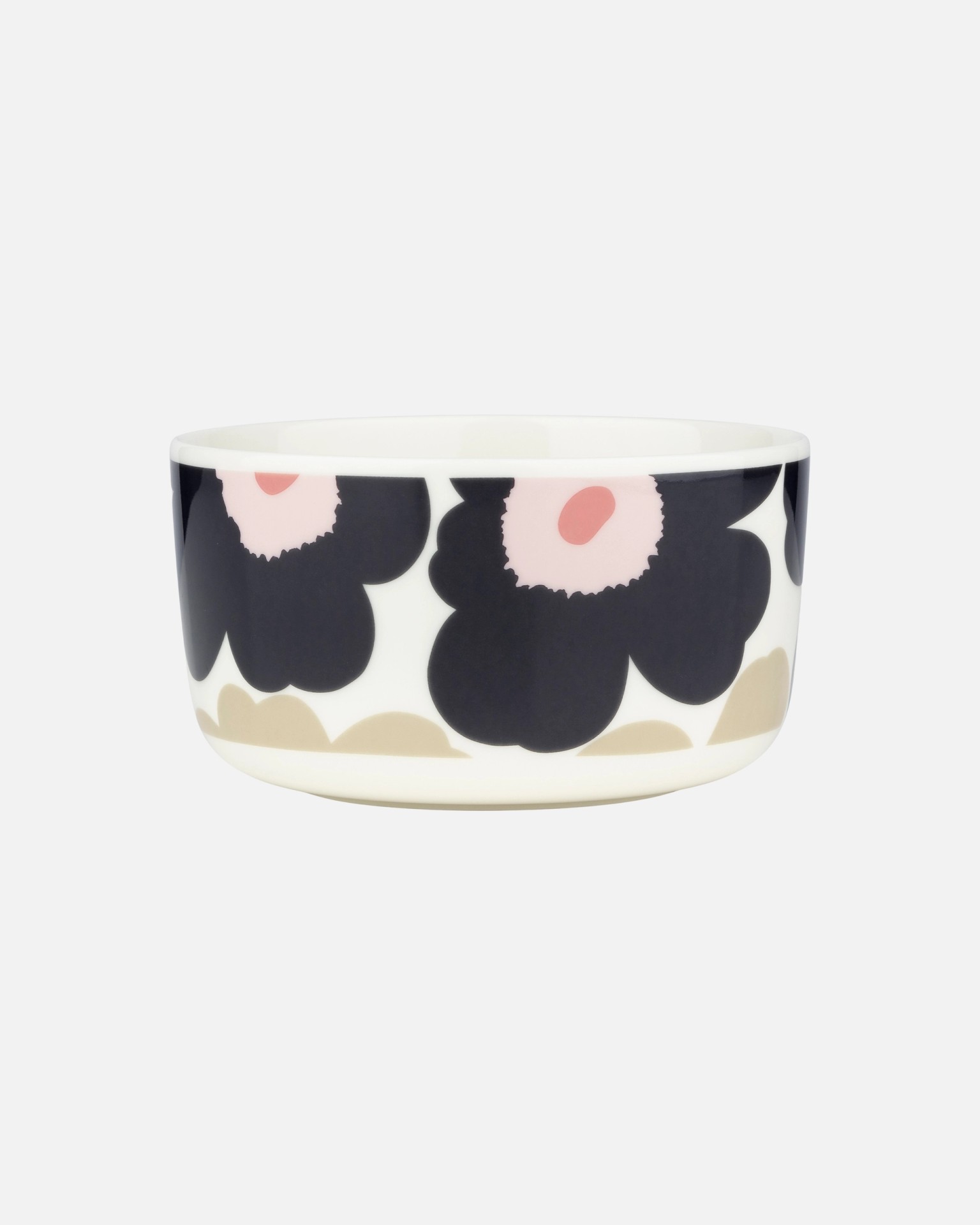 Oiva / Unikko, Bowl, off white,charcoal,sand,pink,