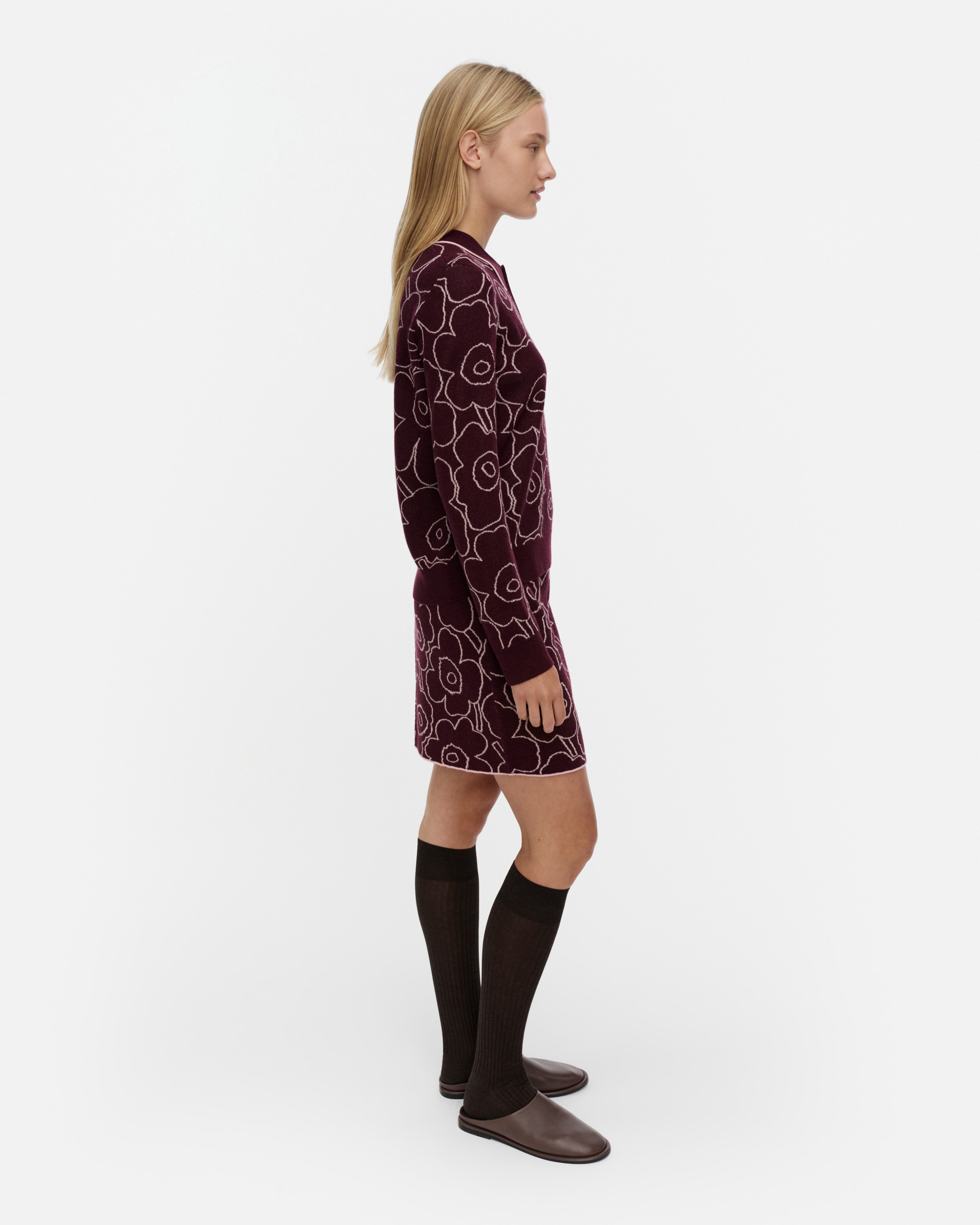 RWS Liikkua Piirto Unikko, Knitted pullover, wine red, light pink,