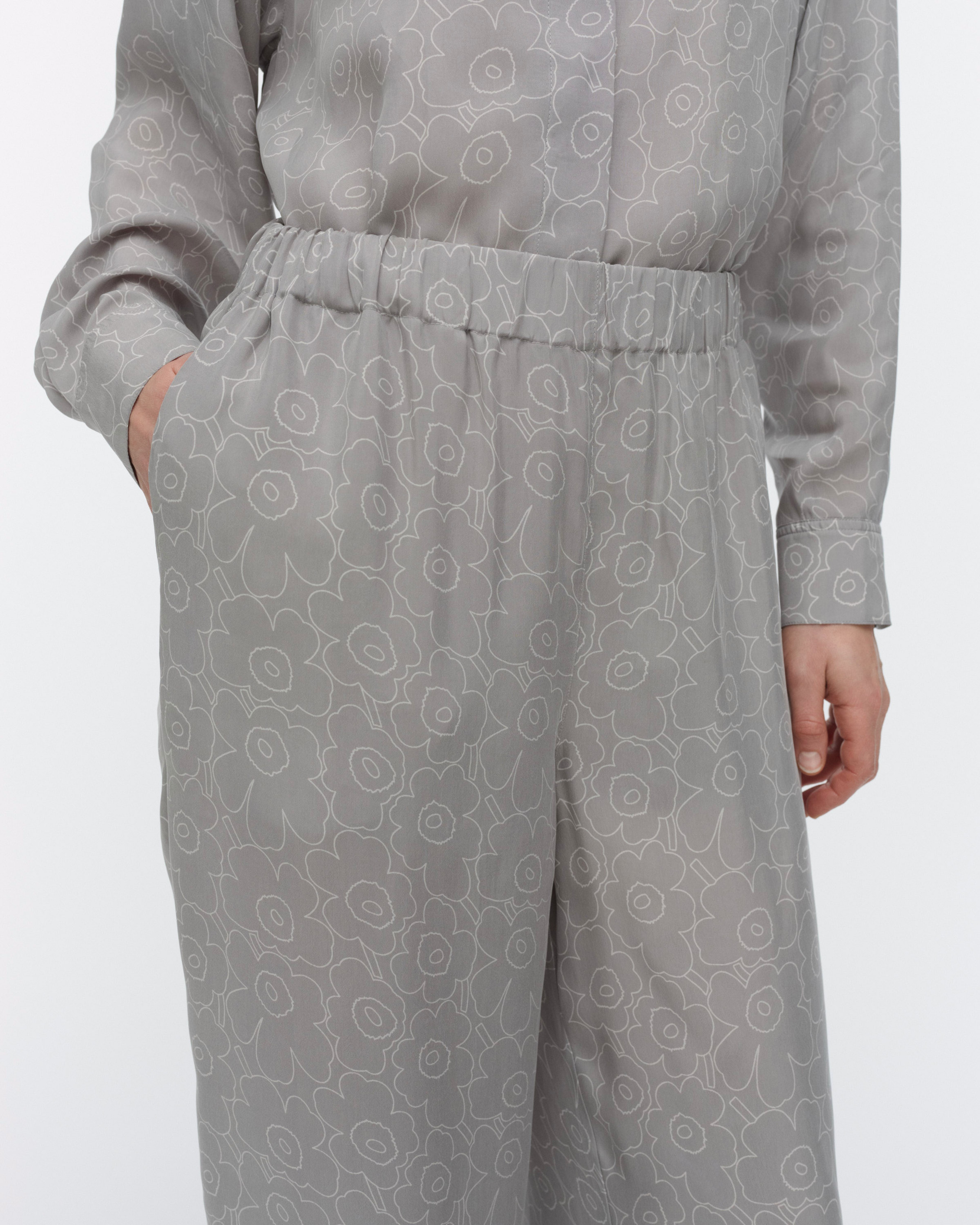 Oanet Piirto Unikko, Cupro trousers, grey, light grey,
