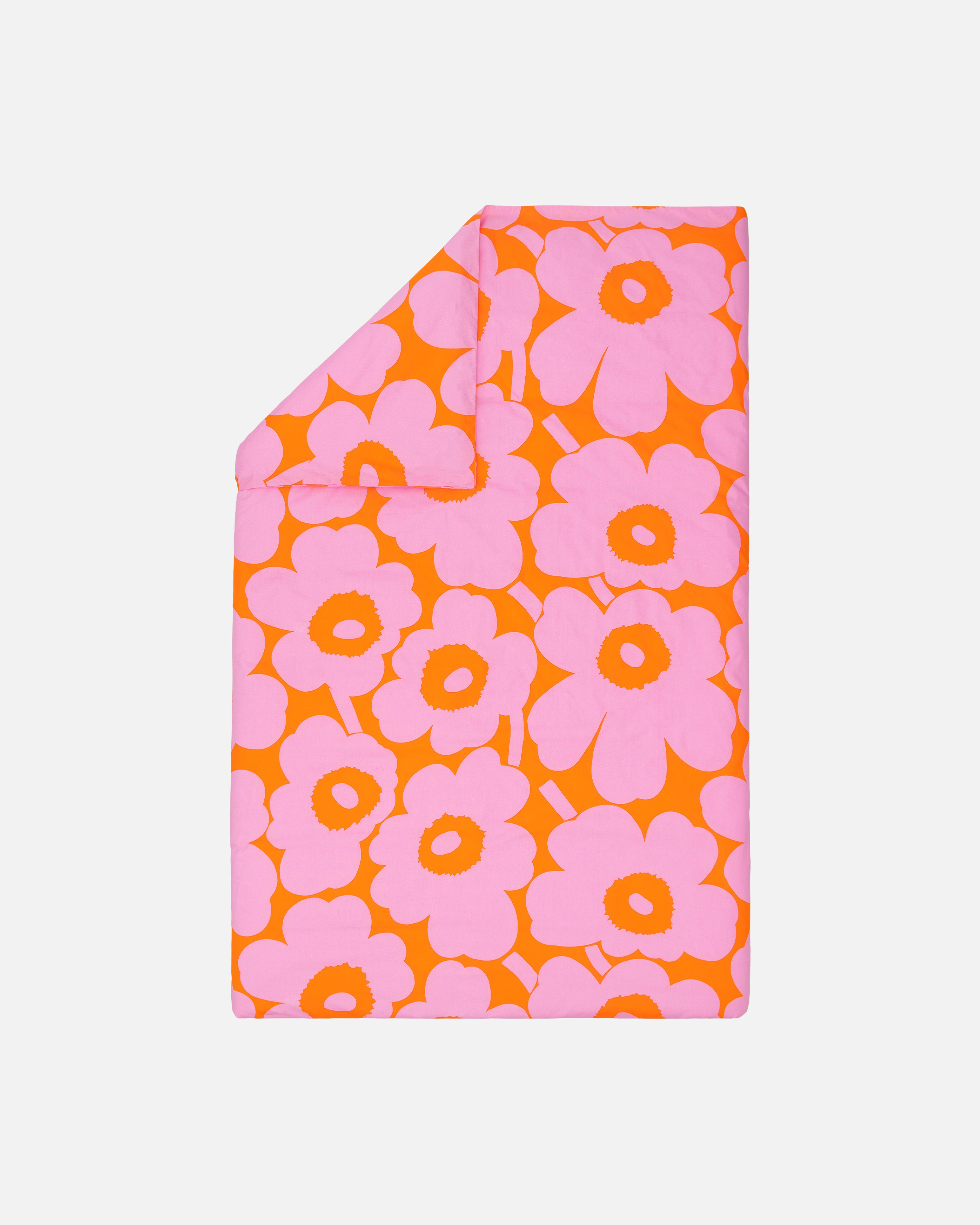 Unikko, Bettdeckenbezug 150 x 210 cm, Orange, Pink,