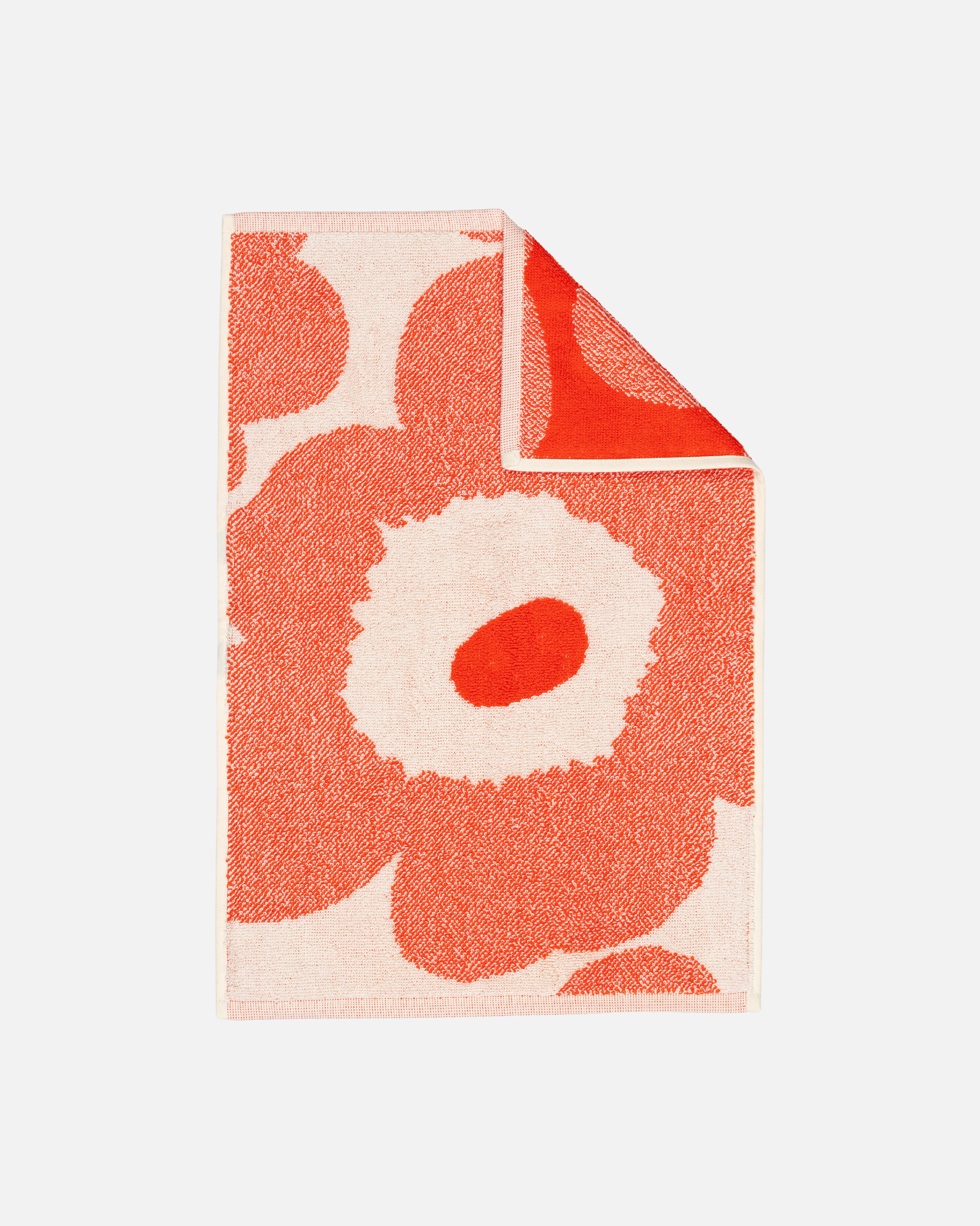 Unikko, Guest towel, off white, orange red,