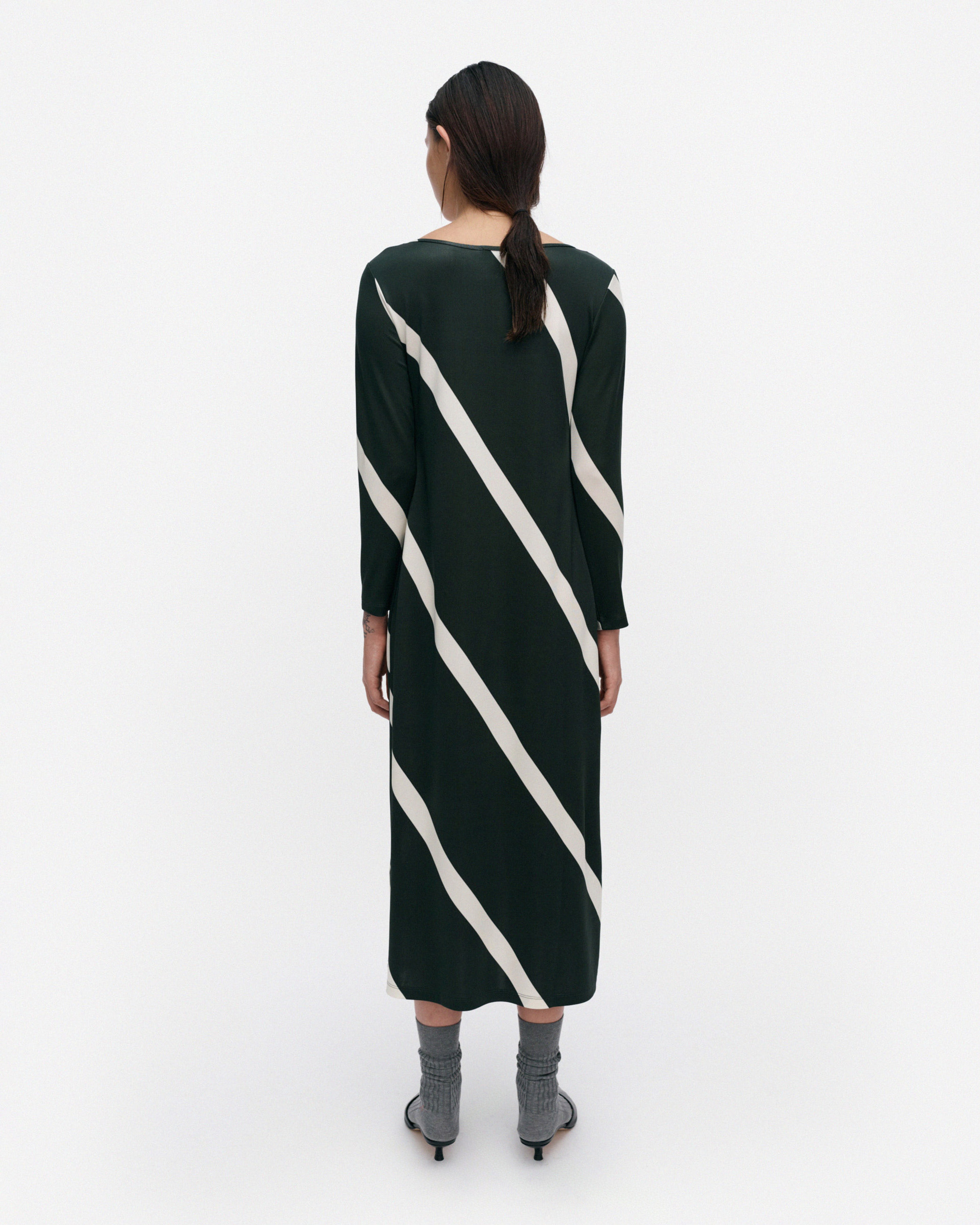 Kasata Basso, Jersey dress, dark green, off white,