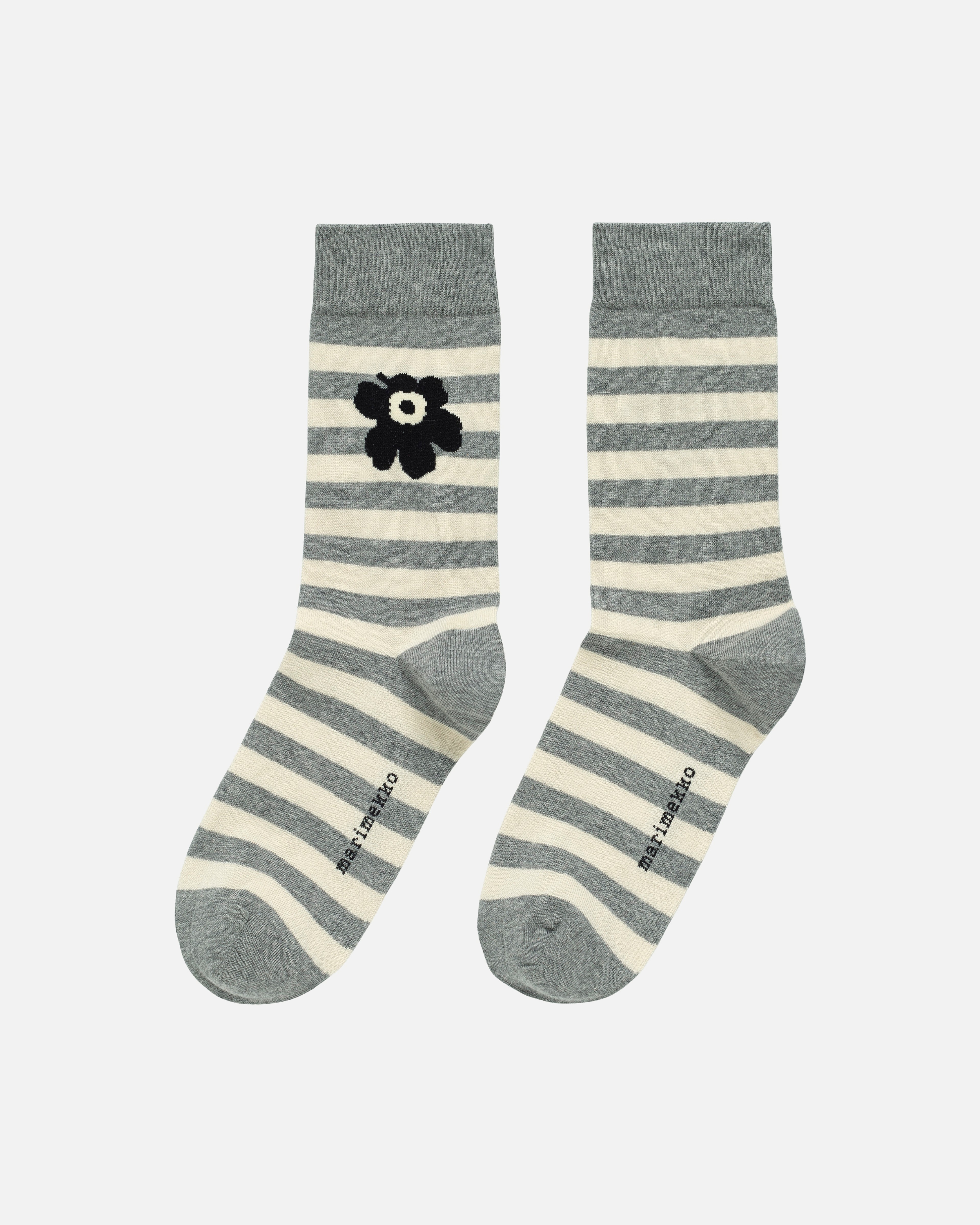Kasvaa Tasaraita Unikko, Kioski socks, grey, off white,