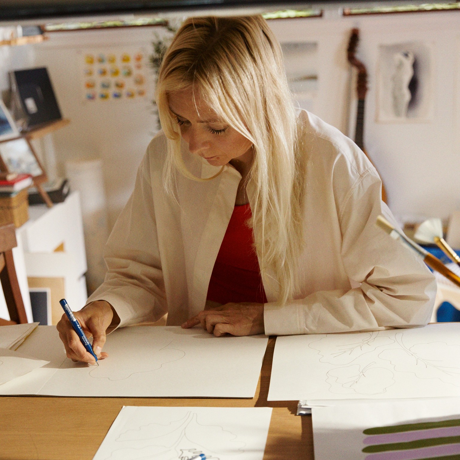 Designer Maija Louekari drawing