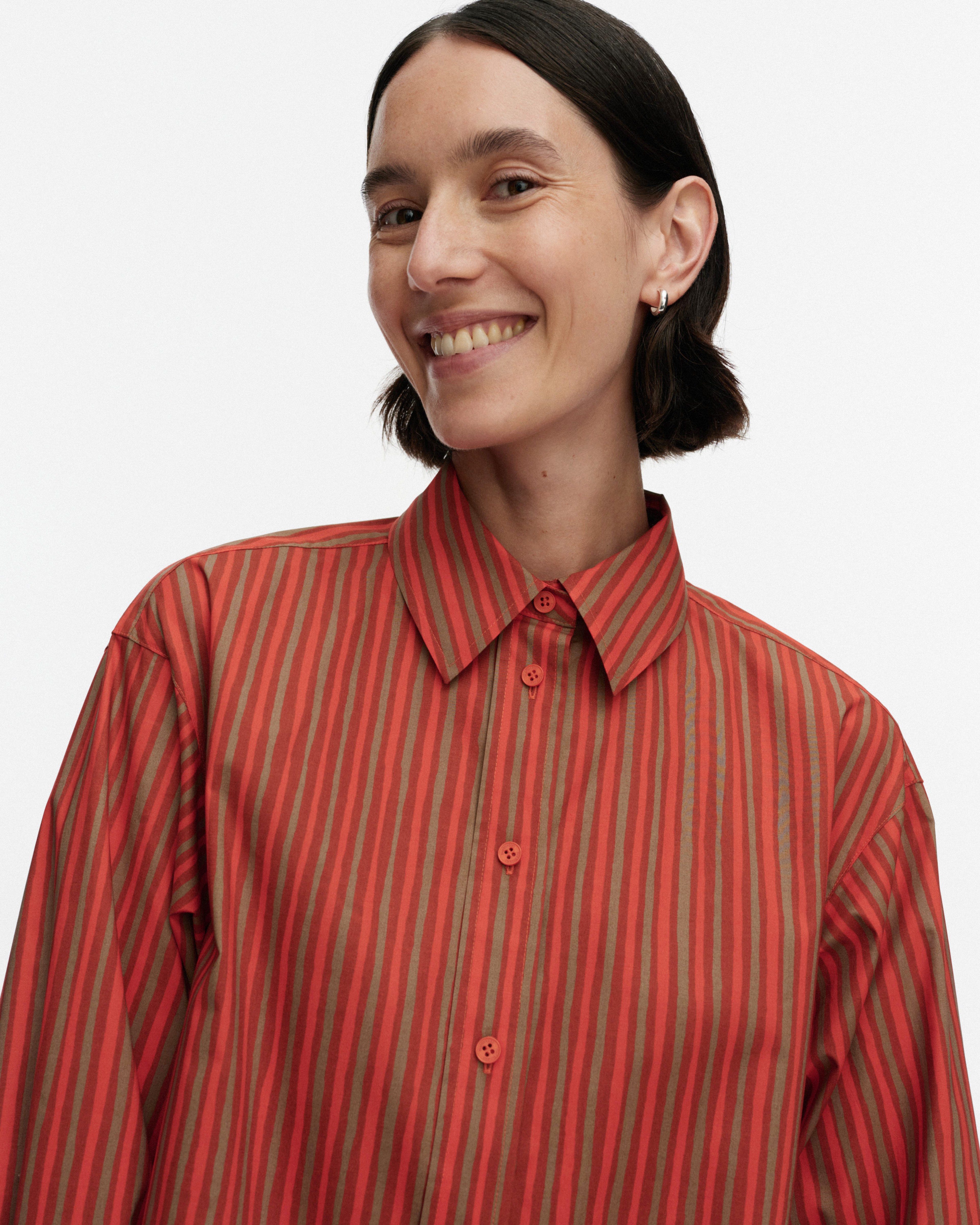 Kuvitelma Piccolo, Cotton shirt dress, dark orange, beige,