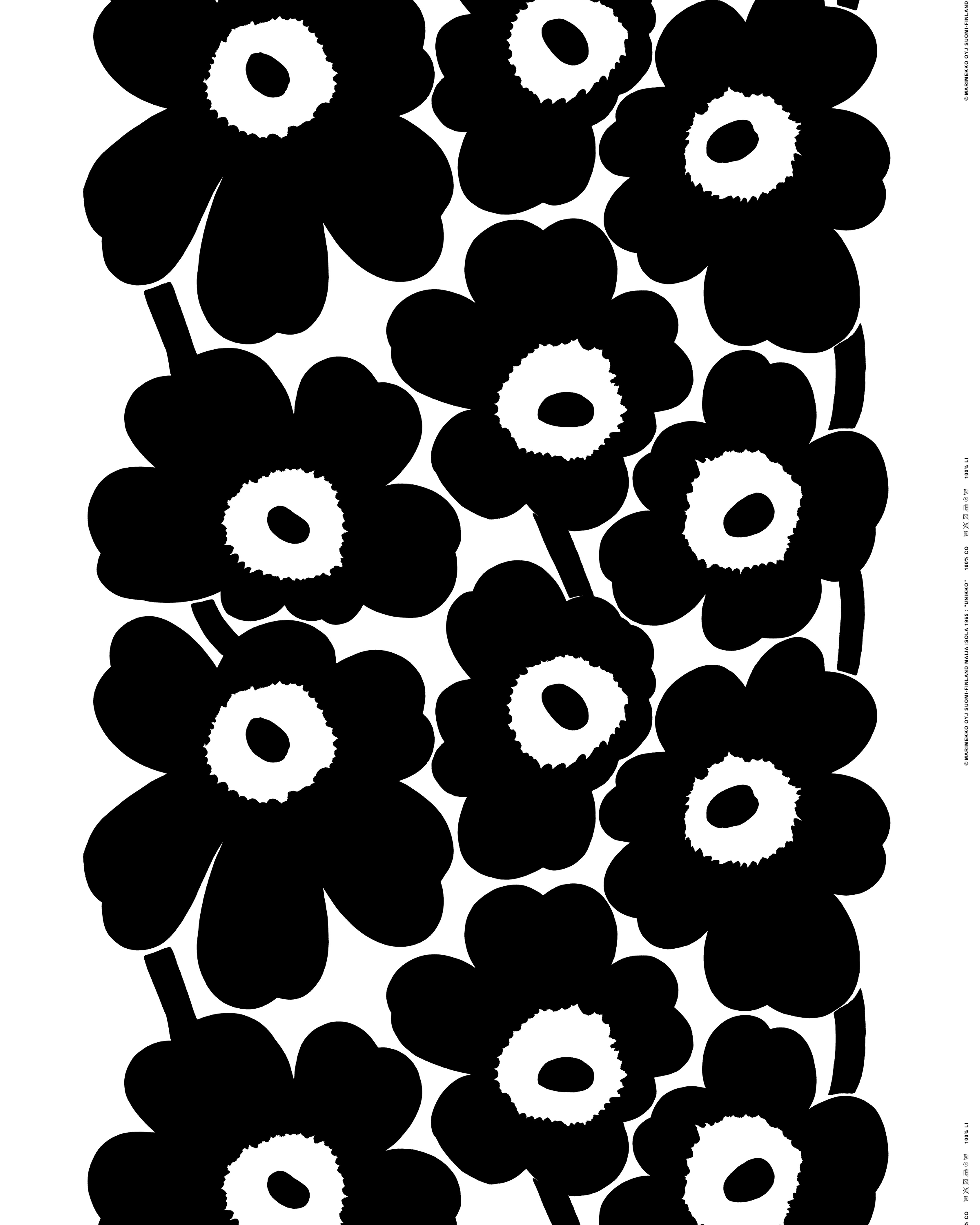 Unikko, Cotton fabric, white, black,