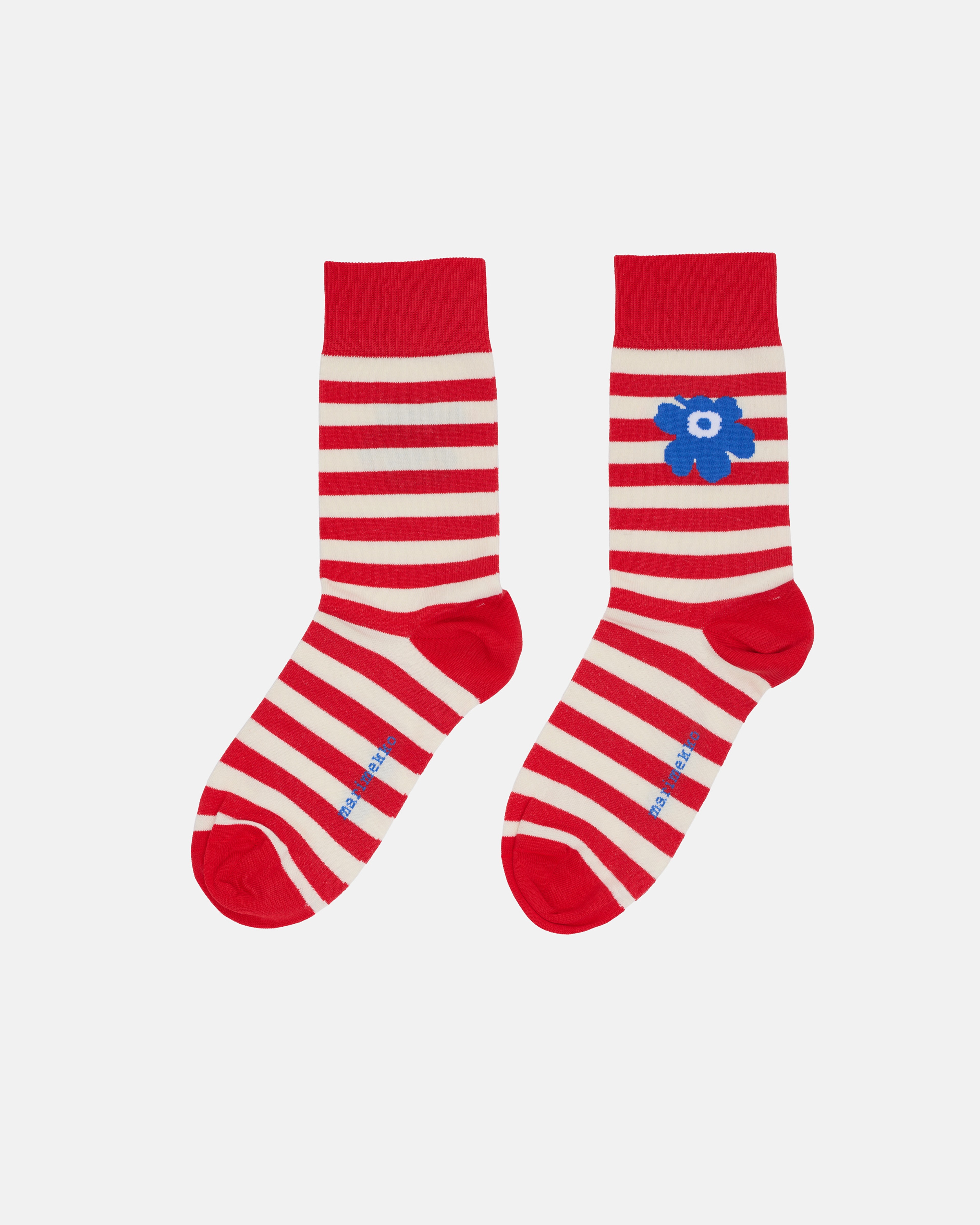 Kasvaa Tasaraita Unikko One, Socks, red, off white, blue,