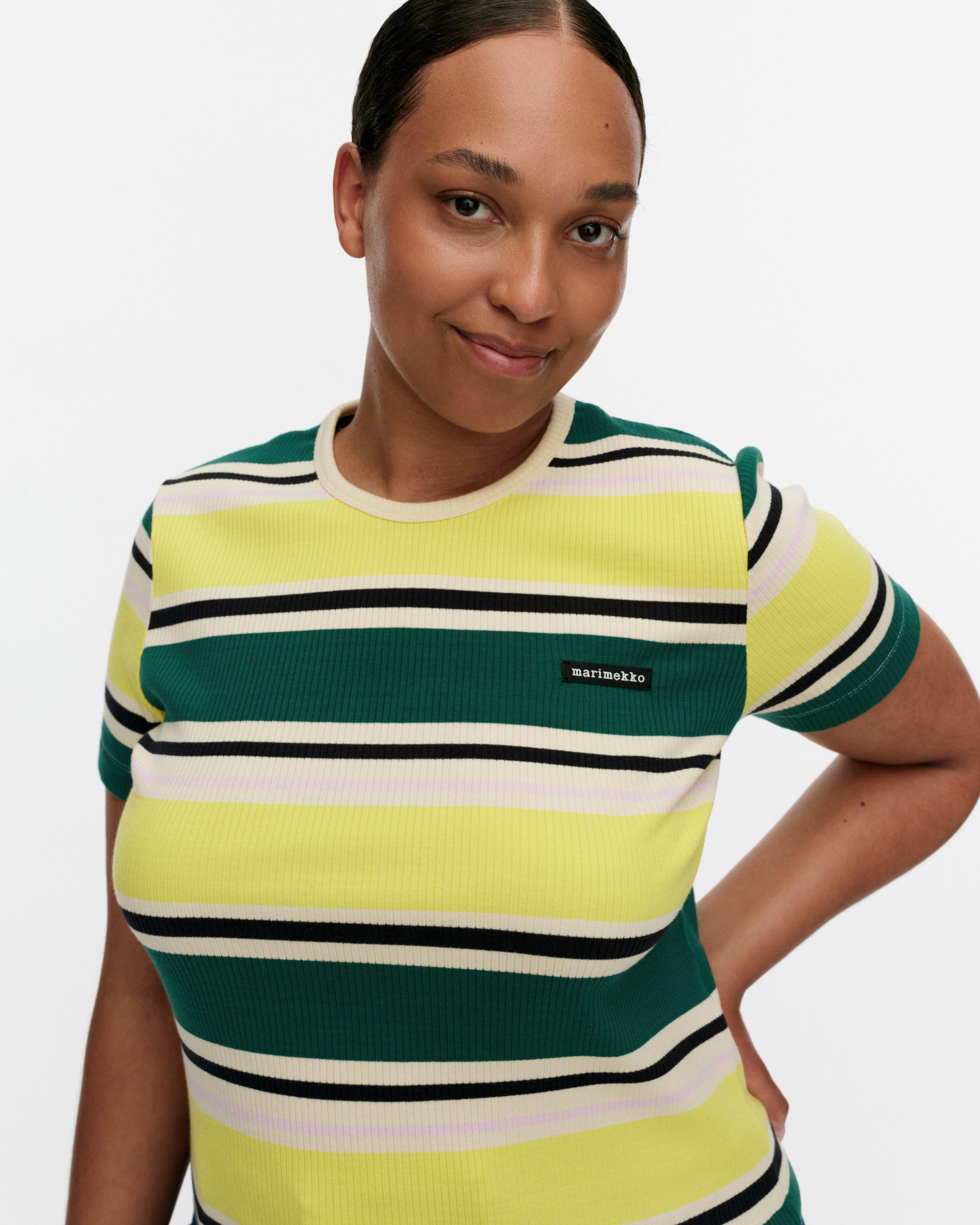 Spurtti Helvi, T-shirt, dark green, yellow, black,