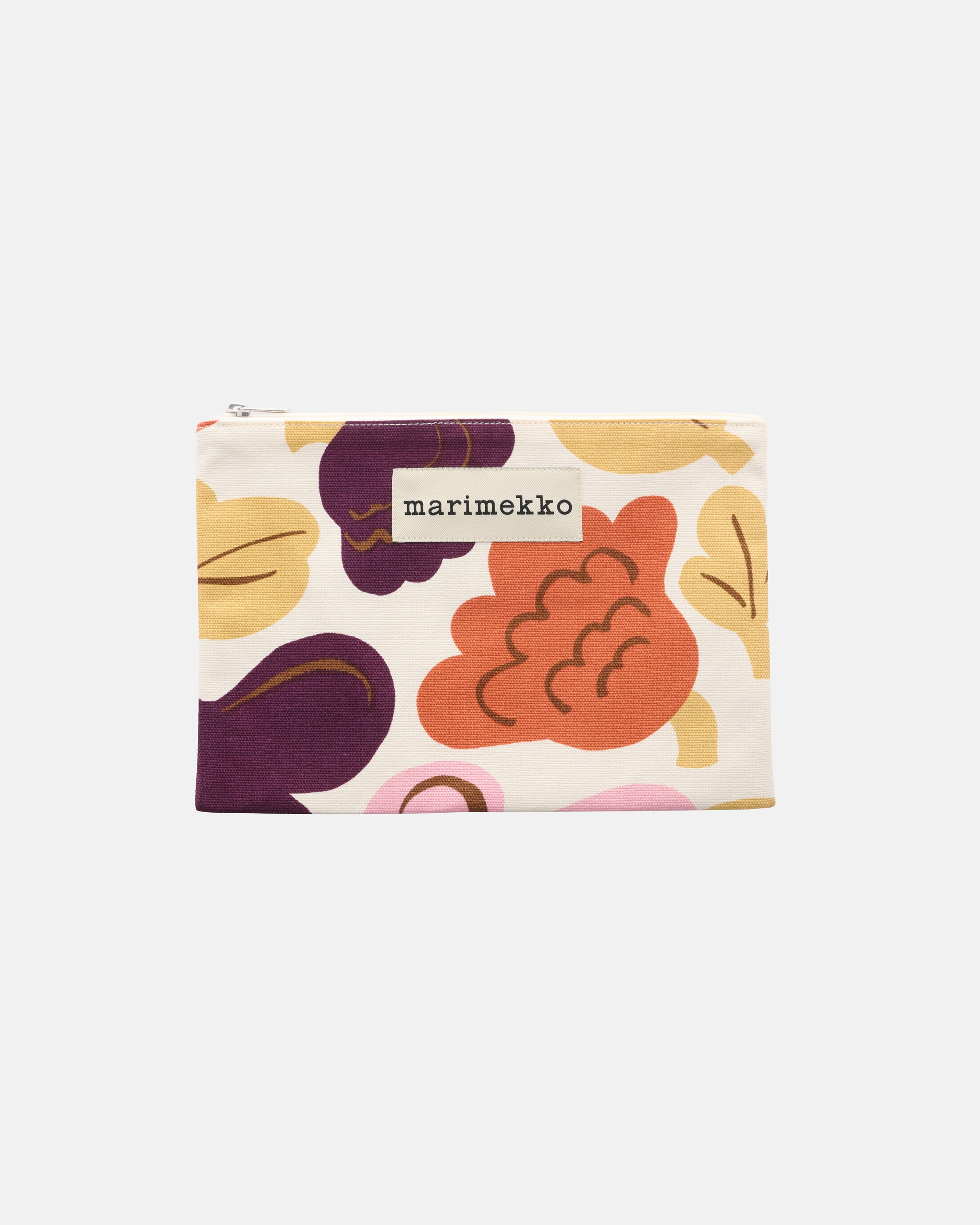 Pieni Kukasta kukkaan Hulivili, Cosmetic bag, off white,plum,pink,terracotta,