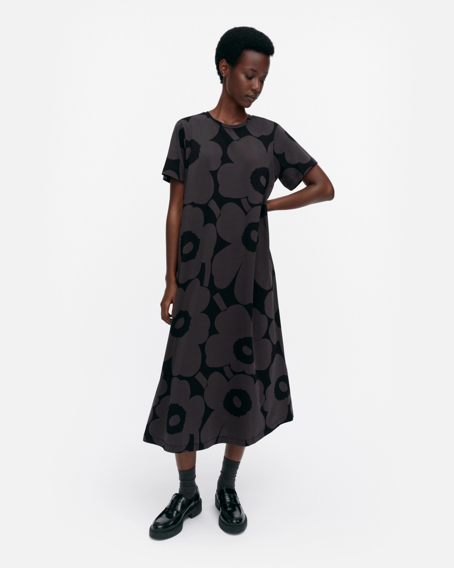Pisteinen Unikko, Jersey dress, black, dark grey,