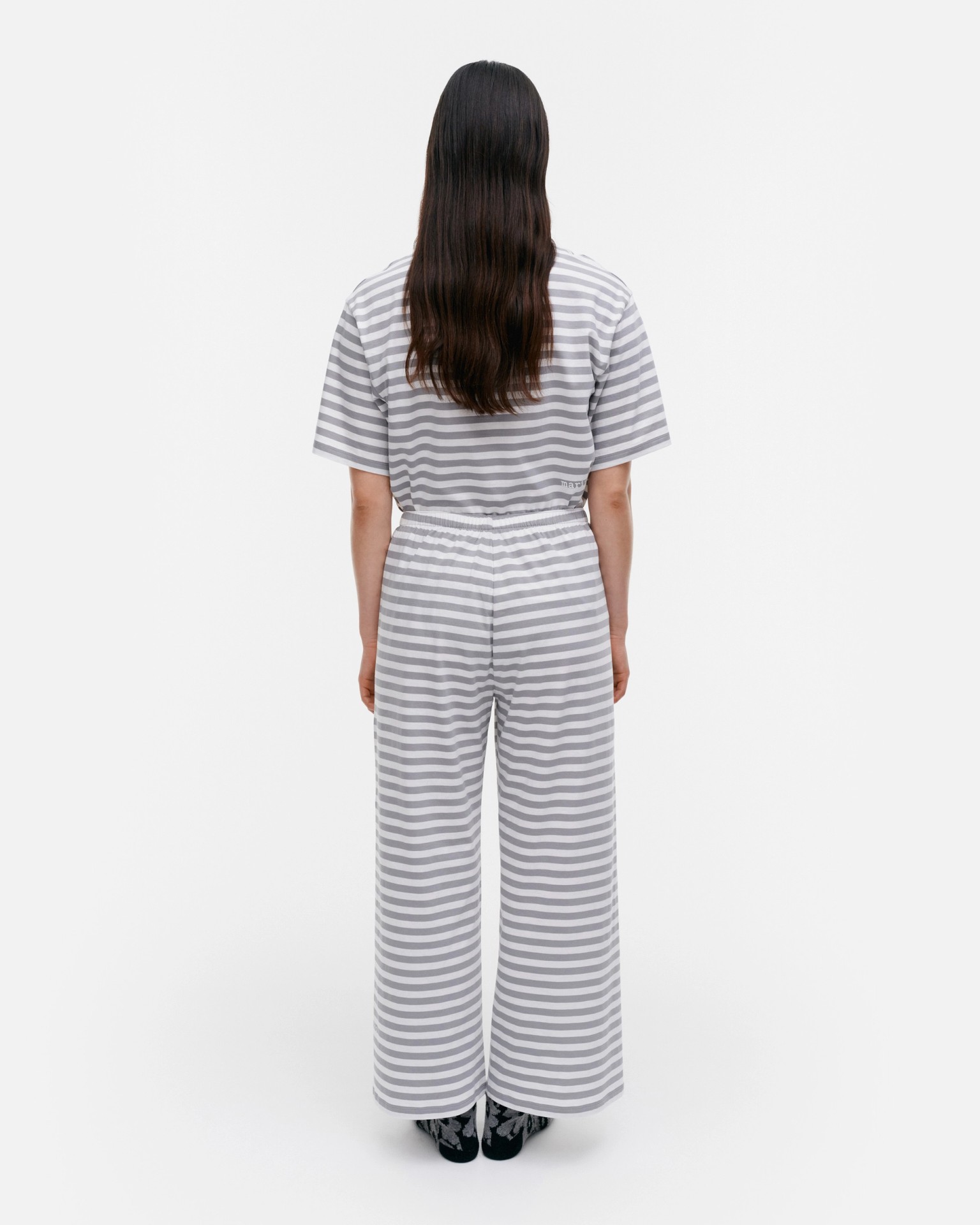 Kioski Reunus Tasaraita Light, Jersey pants, grey, white,