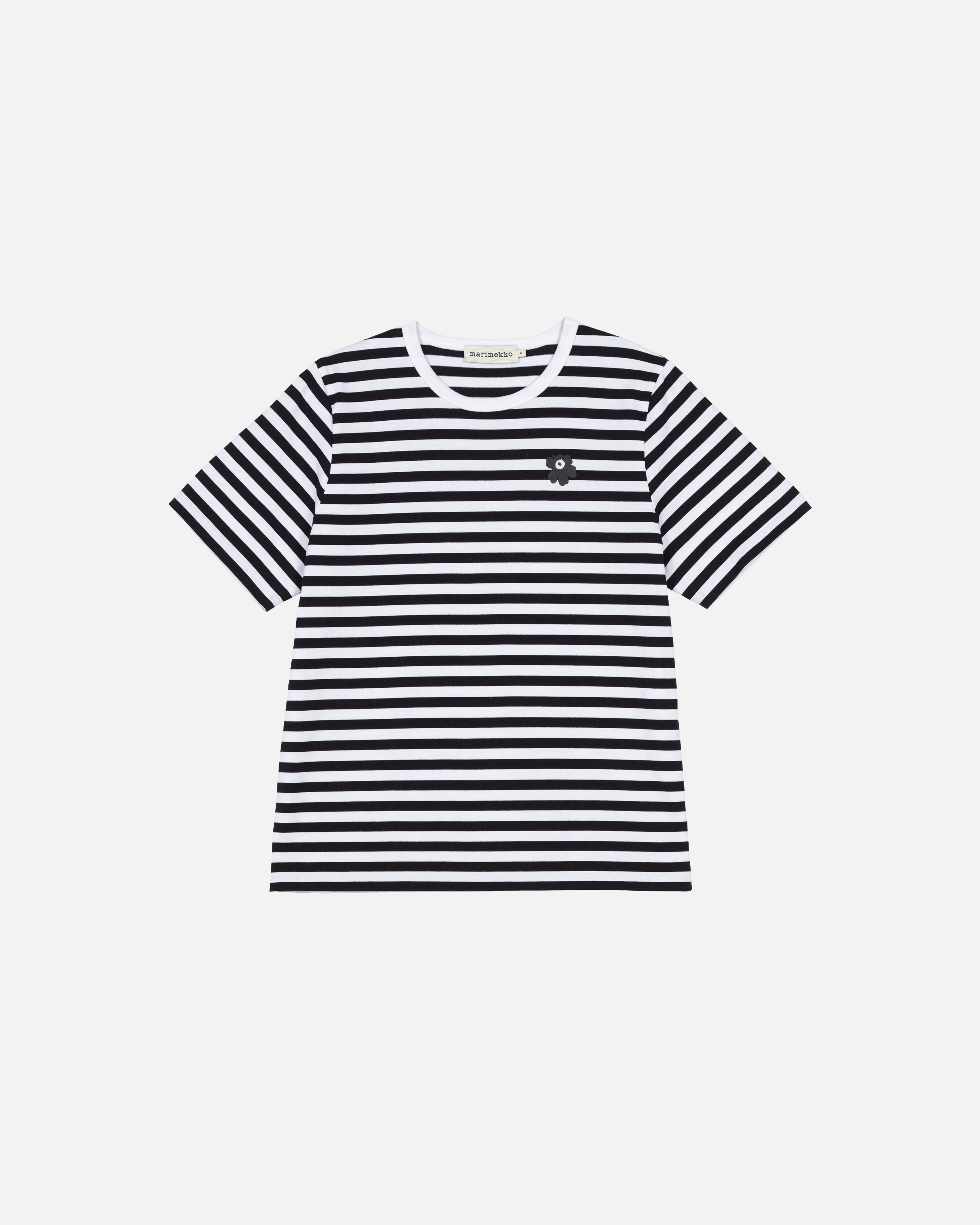 Tasaraita Unikko, Kioski t-shirt, white, black,