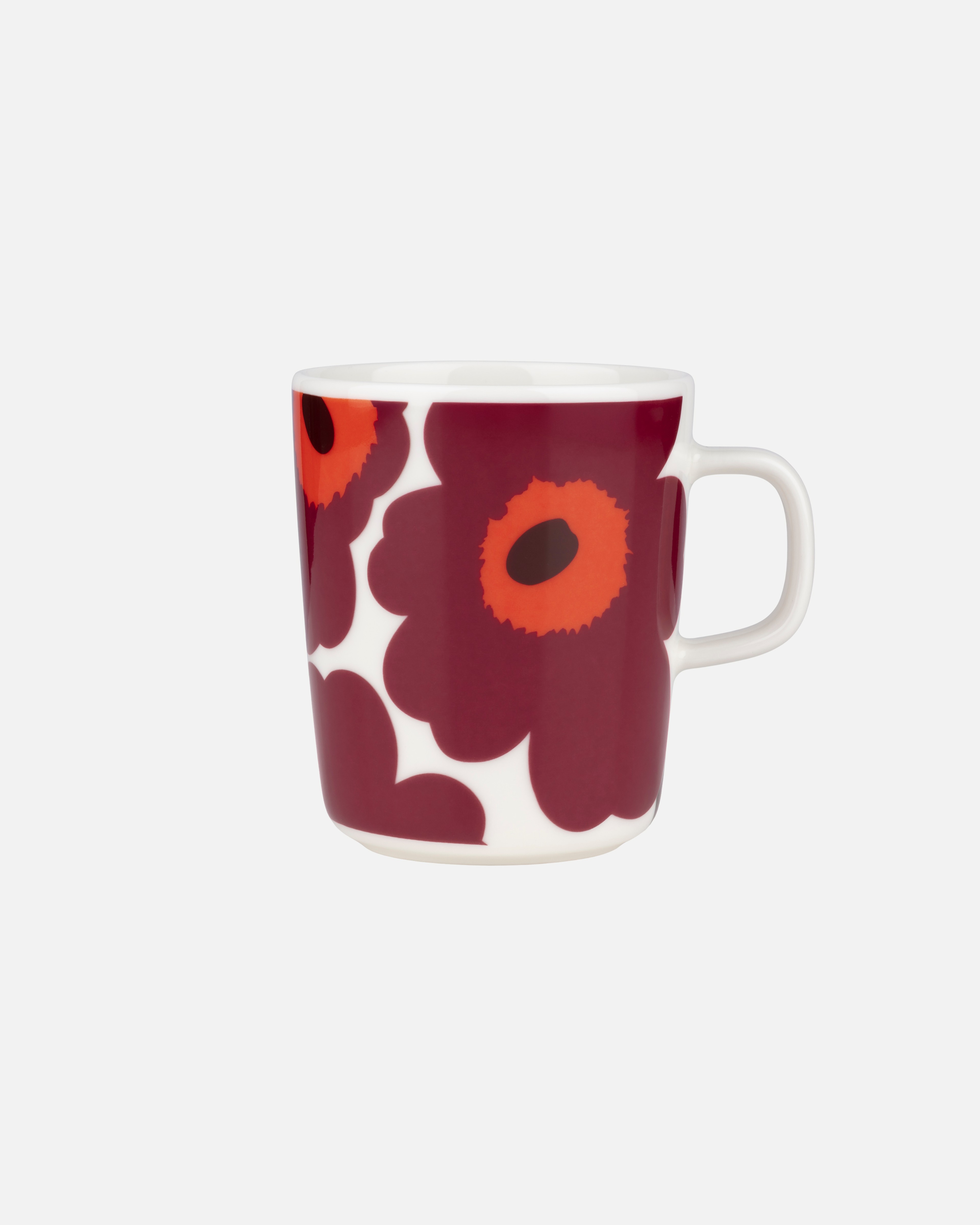 Oiva / Unikko, Mug, white, burgundy, red,