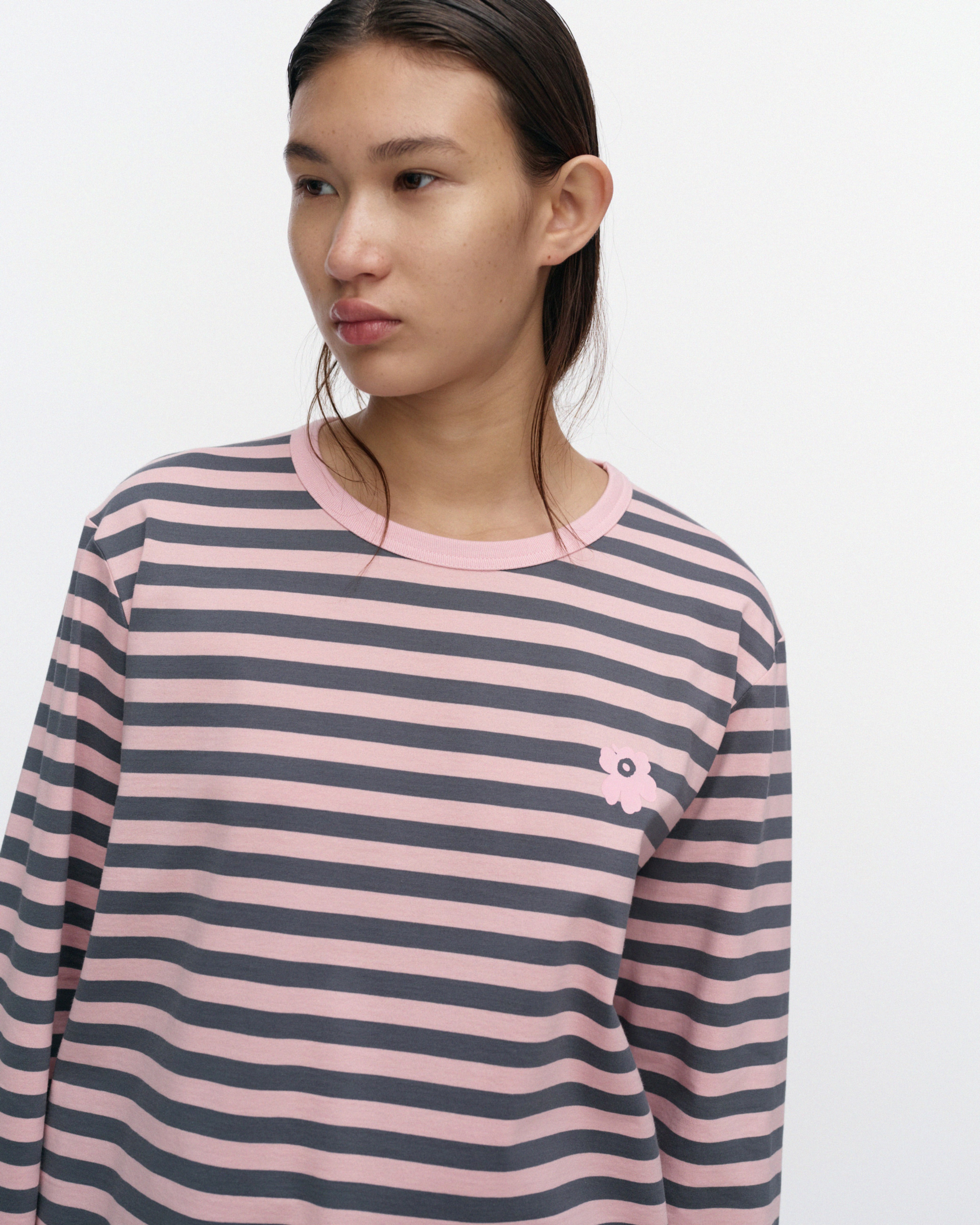 Tasaraita Unisex Unikko, Kioski jersey shirt, light pink, dark grey,