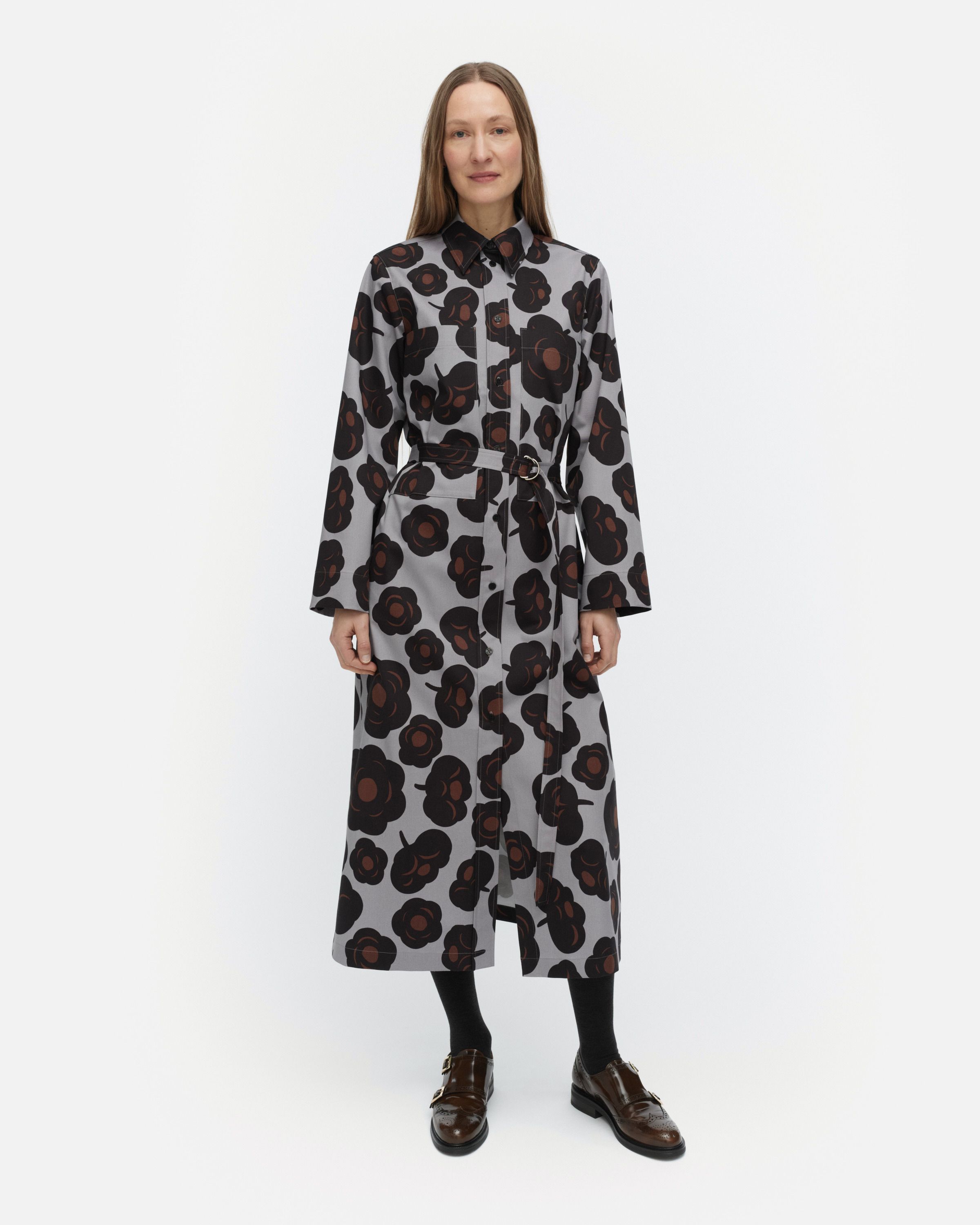 【美品】marimekko Musta tamma ワンピース　36　グレー Molla Tumma Dress | Marimekko