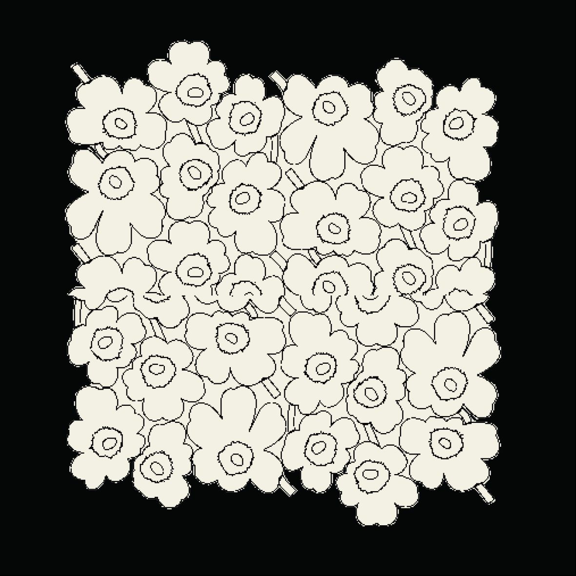 ☆ marimekko ☆ Keskio Piirto Unikkoスカーフ - 911 Fiore Unikko Scarf | Black Light Khaki | 28