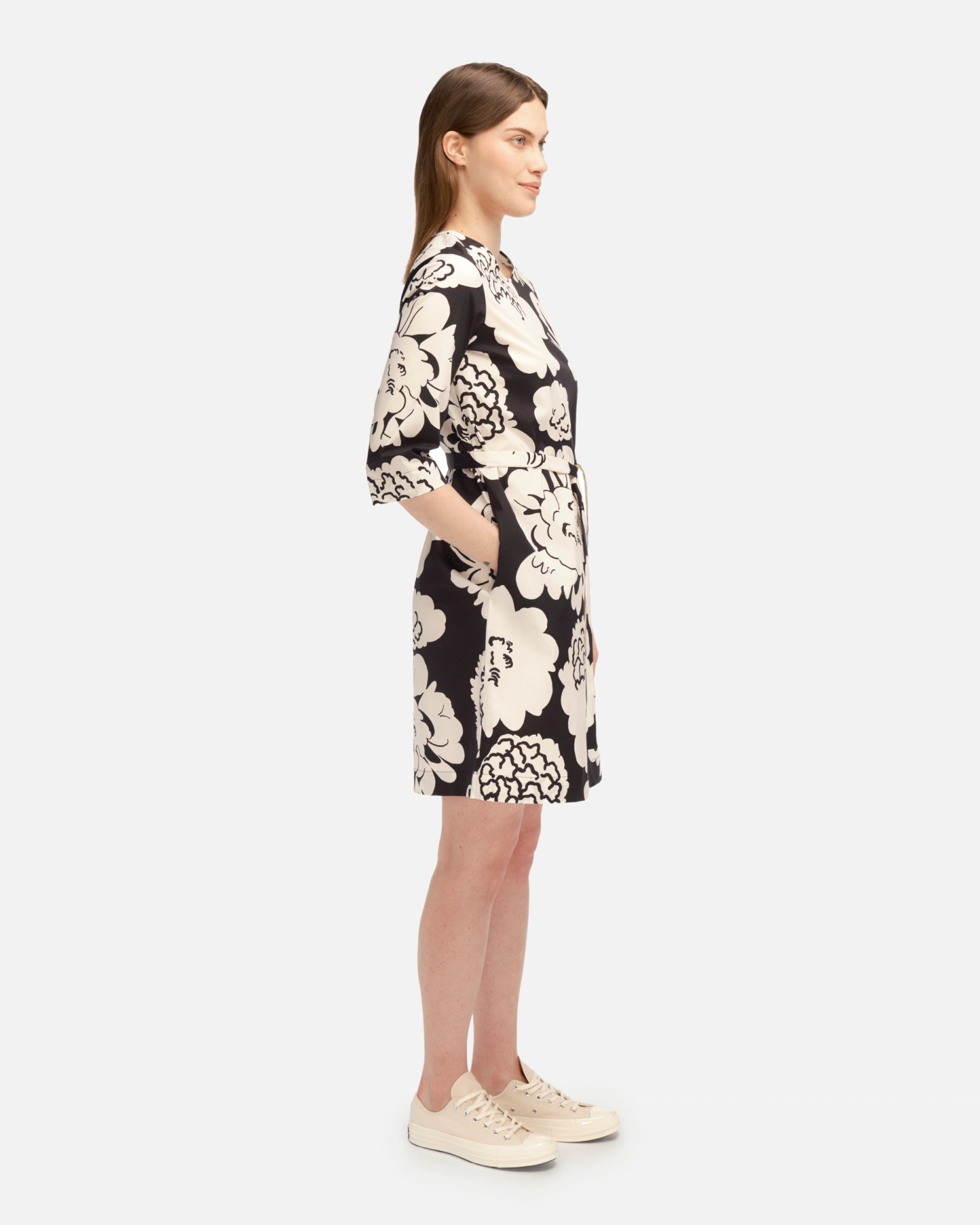 Migos Pieni Pioni, Cotton poplin dress, black, off-white,